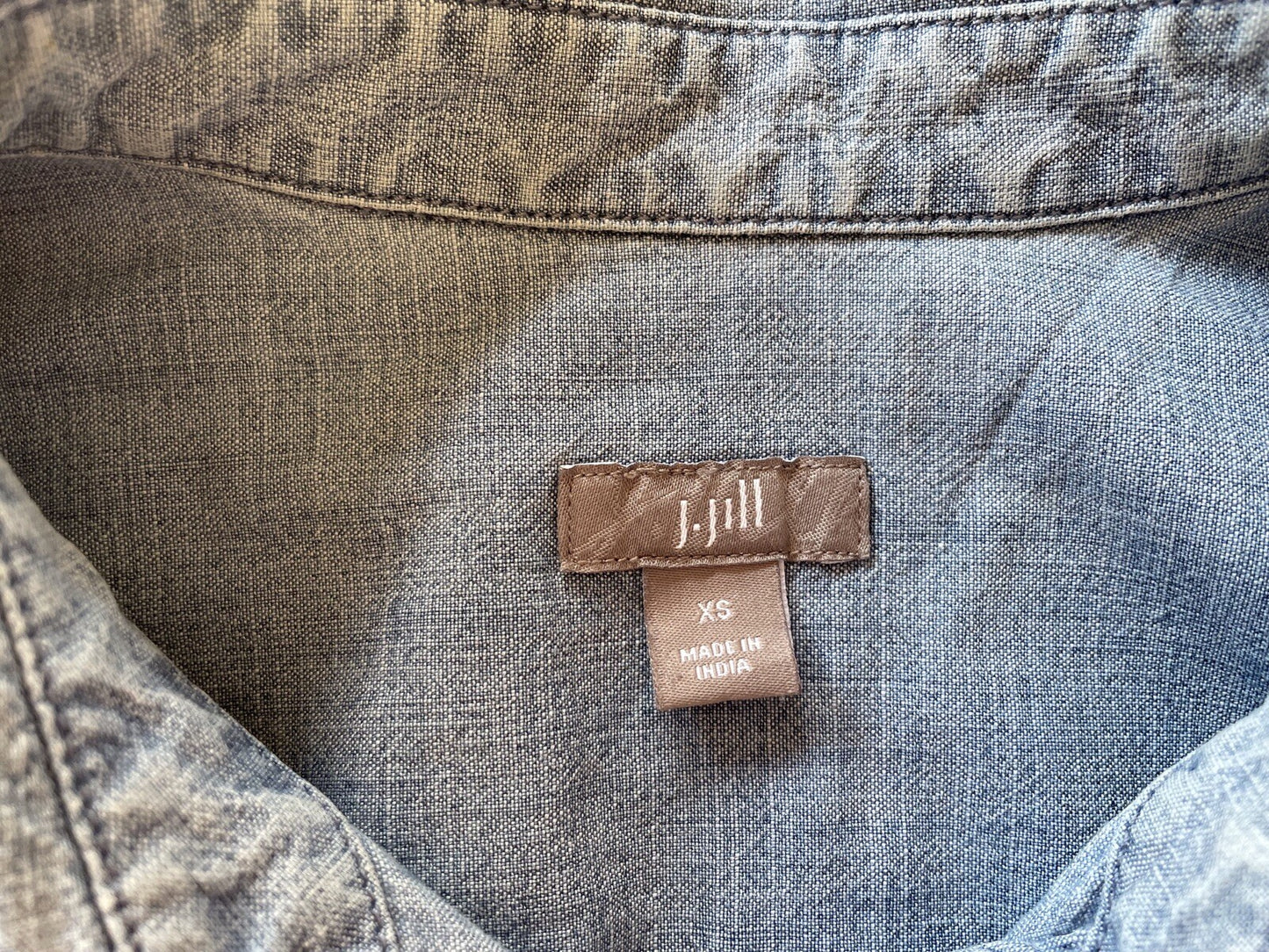 J. Jill Denim 100% Cotton Chambray Blue Button Down Shirt, XS3