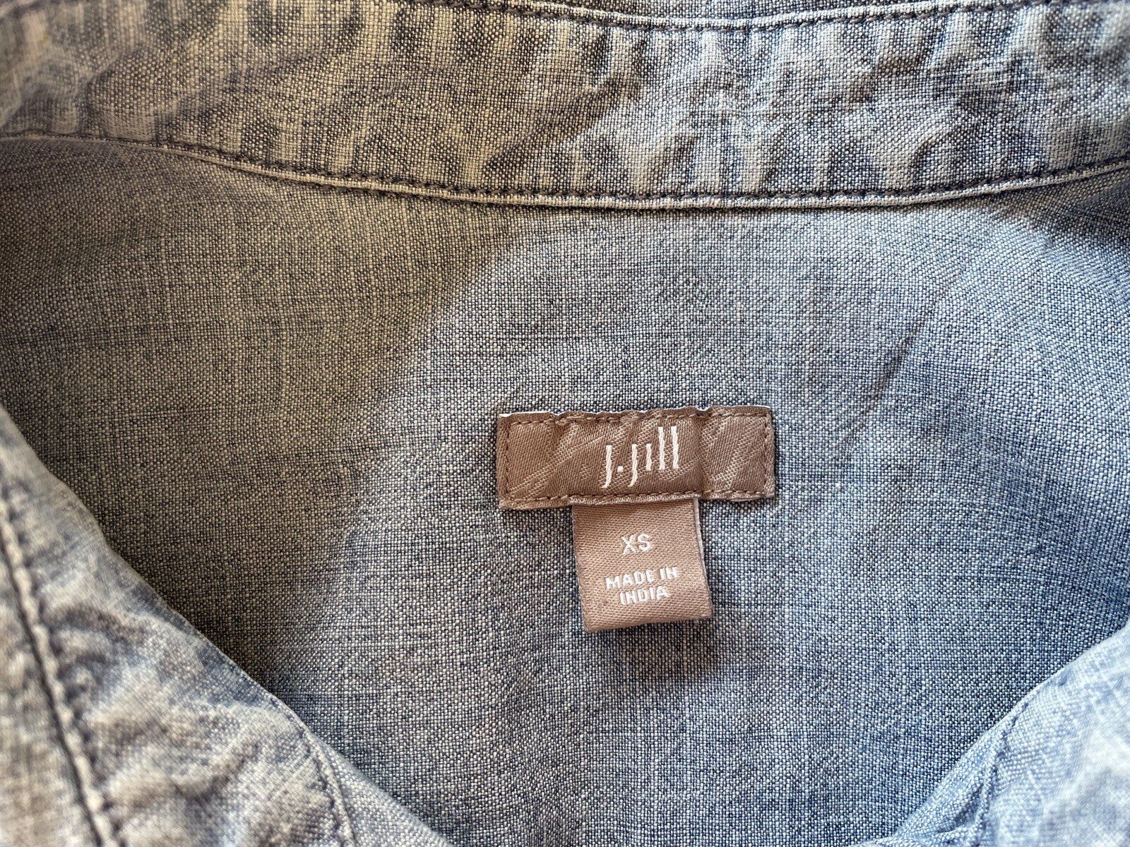 J. Jill Denim 100% Cotton Chambray Blue Button Down Shirt, XS3