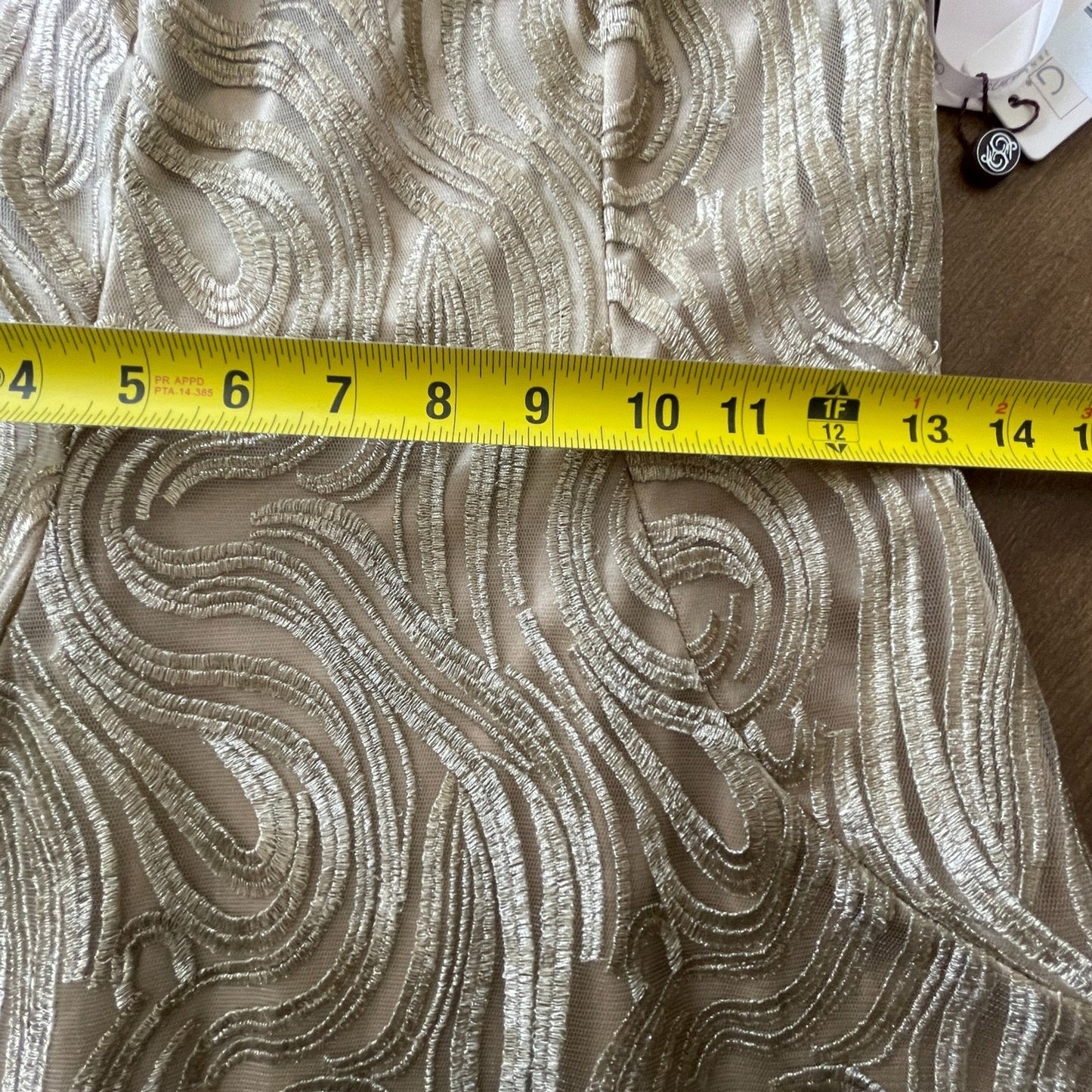 SUE WONG New Gold Sequin Beaded Swirl Dress, Size 210