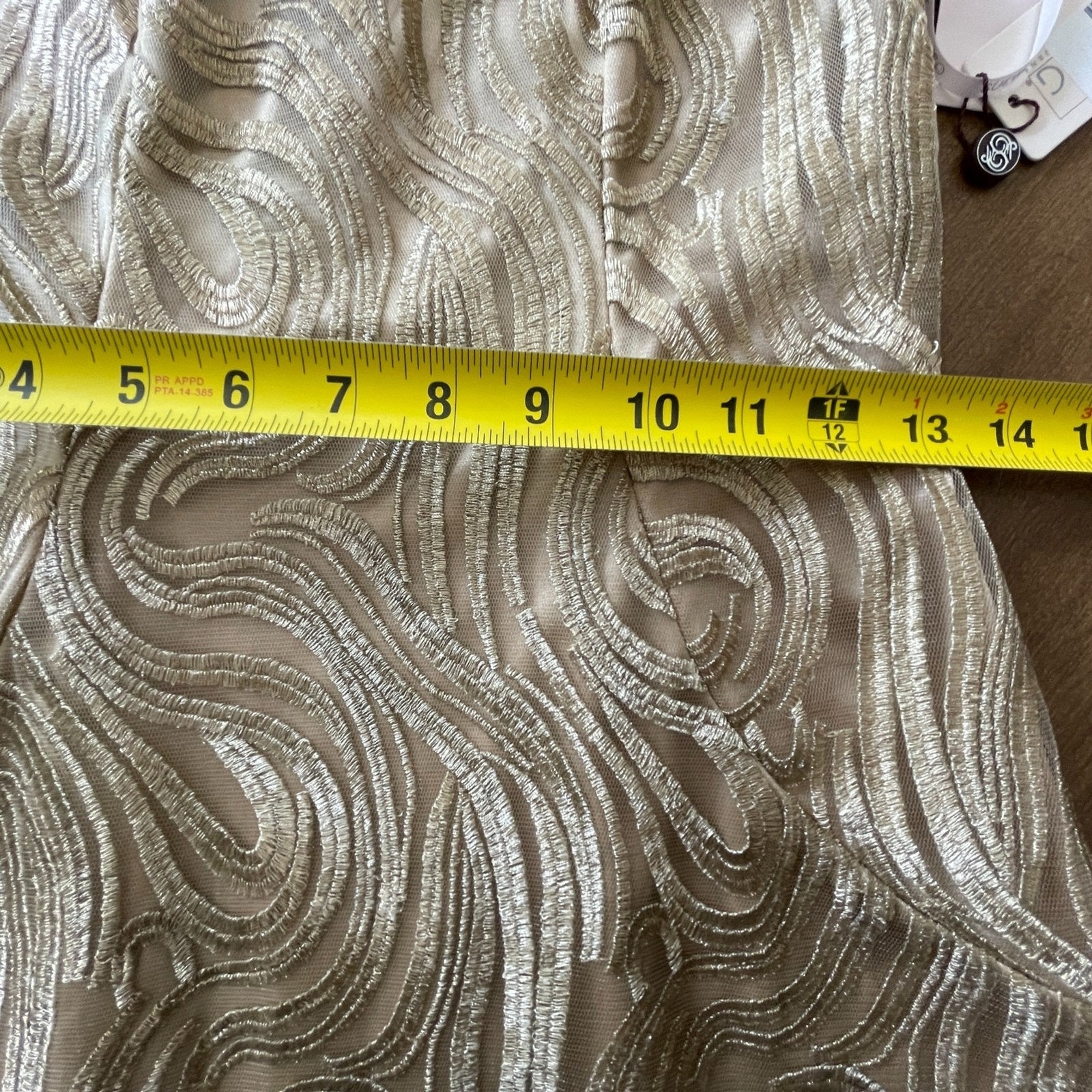 SUE WONG New Gold Sequin Beaded Swirl Dress, Size 210