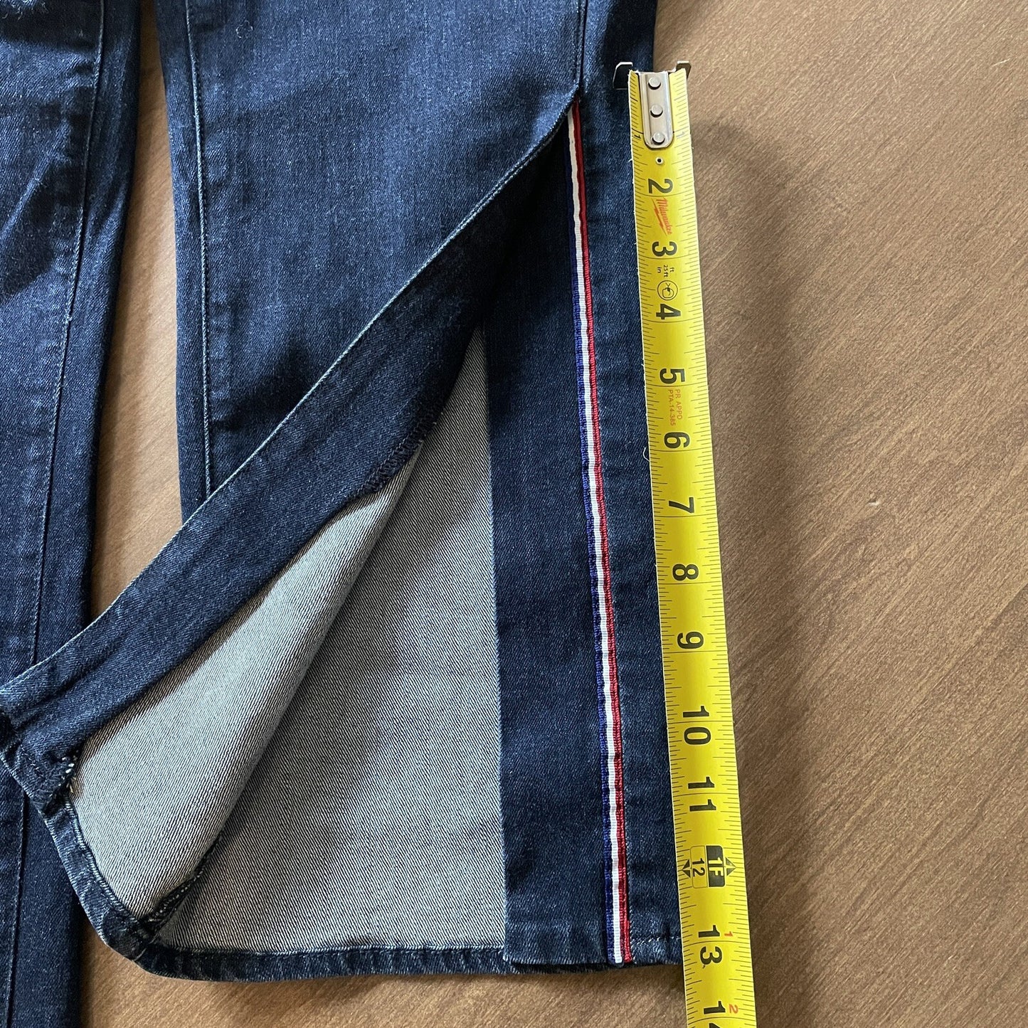PARKER SMITH New Peek-a-Boo Red, White, Blue Stripe, Dark Blue Jeans, Size 2914