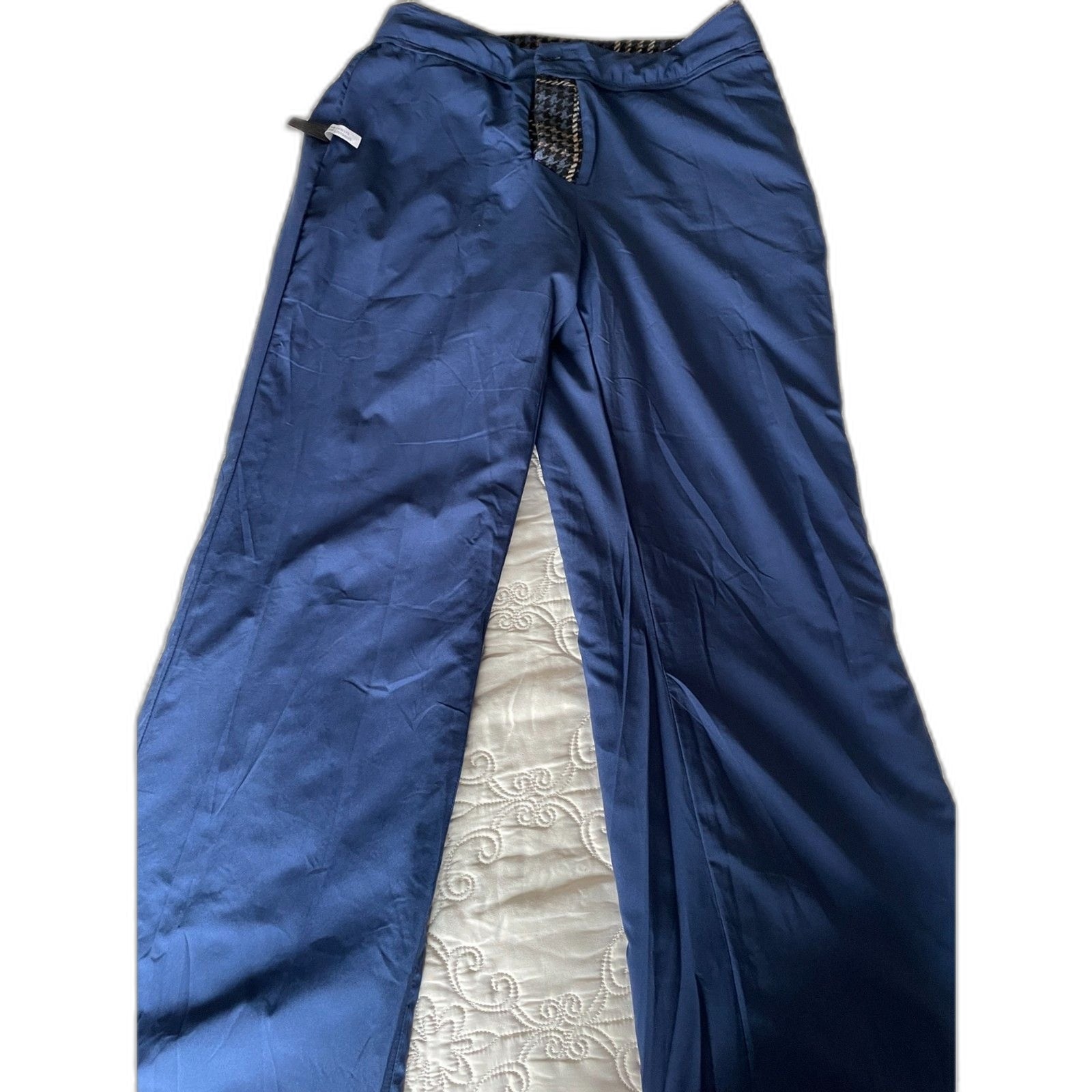 BOSTON PROPER NWOT Navy Multi Plaid Trouser Pants, Size 29
