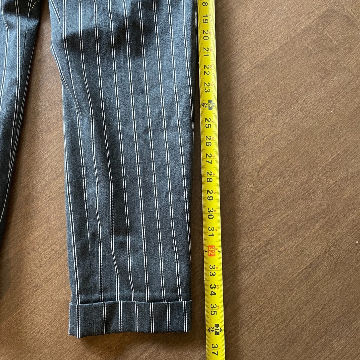 MILA OWEN New Women's Gray High Line Fabric Pinstripe Pleated Pants, Size 08