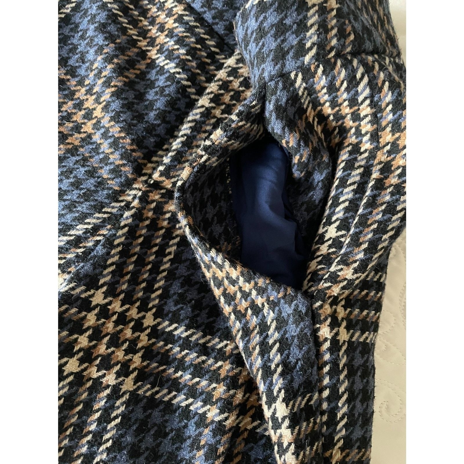 BOSTON PROPER NWOT Navy Multi Plaid Trouser Pants, Size 25