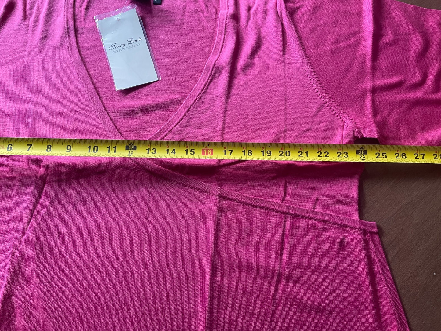 TERRY LEWIS Cascading Open Cardigan 65% Silk 45% Cotton Fuchsia, Size 3X, NEW8