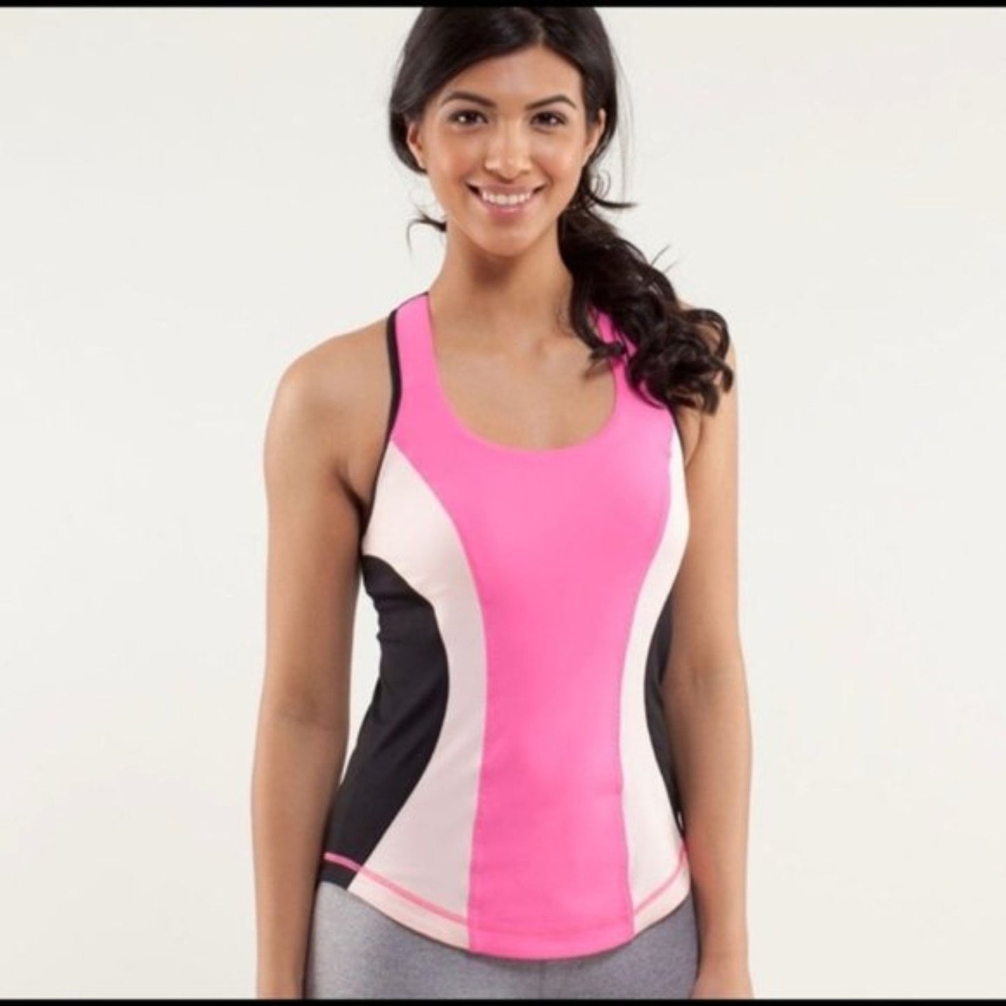 LULULEMON Cardio Kick Tank Pink, Black, White Top with Running Racerback, Size 21