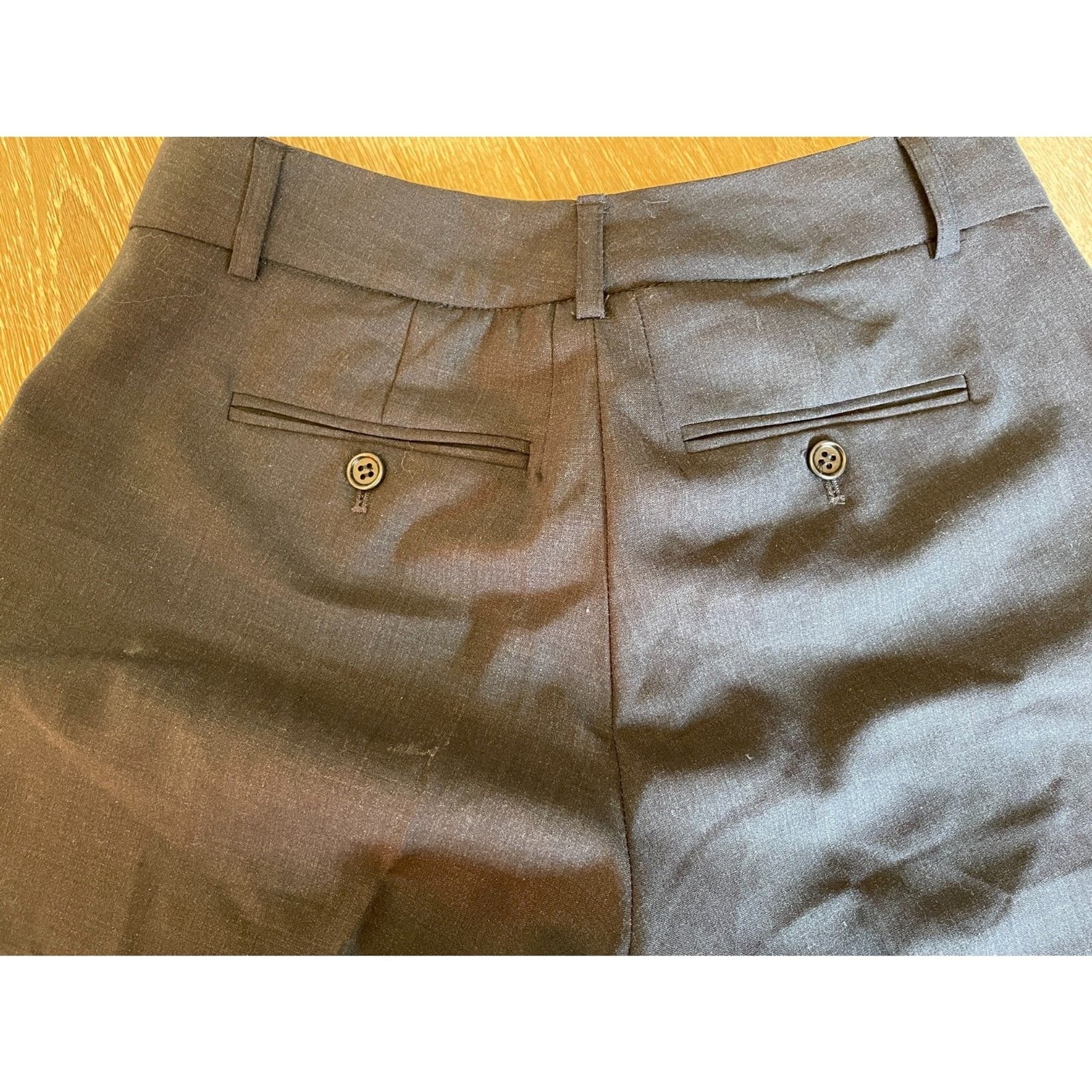 THEORY Black Wool Straight Leg Dress Pants5