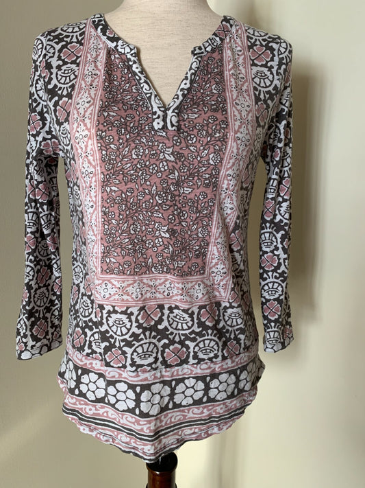 LUCKY BRAND Henley Boho Long Sleeve Print Jersey, Small0