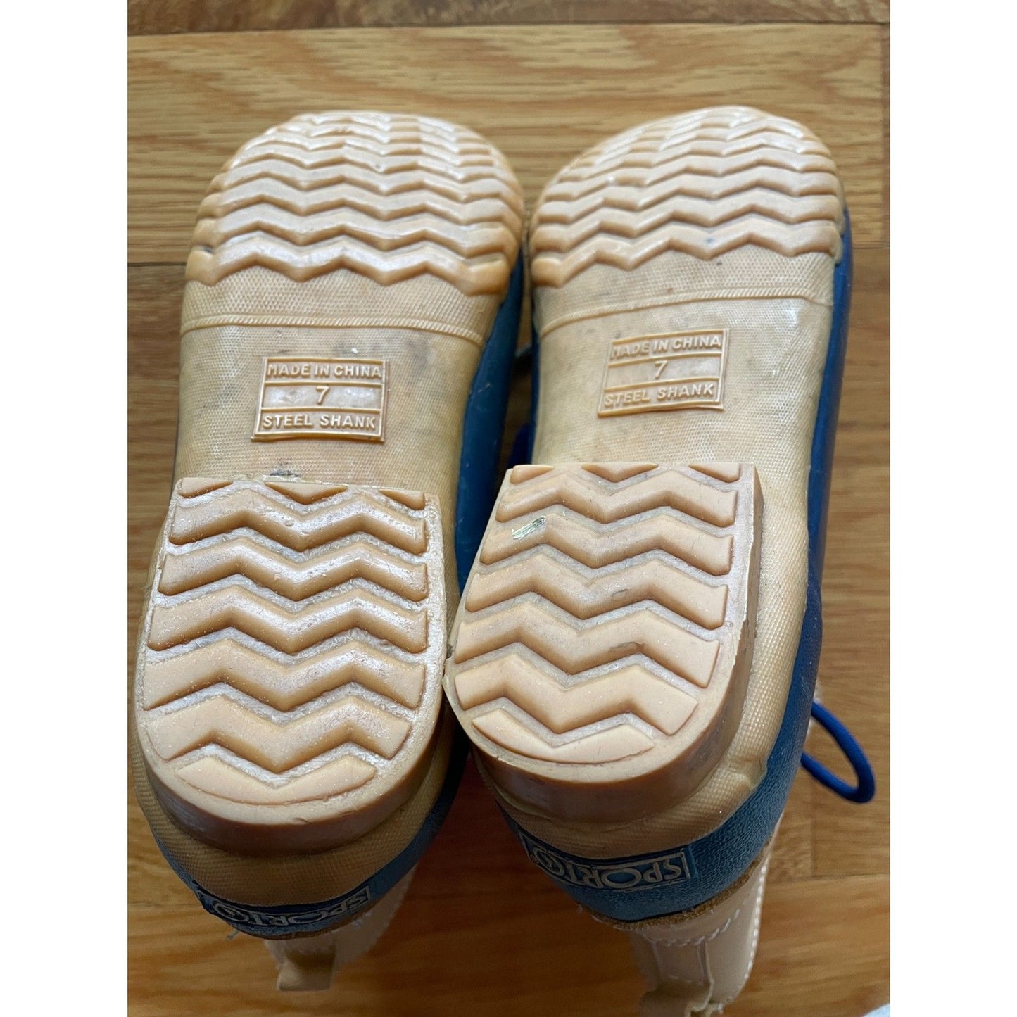 SPORTO Lace Up Blue & Tan Leather Boots, Size 76