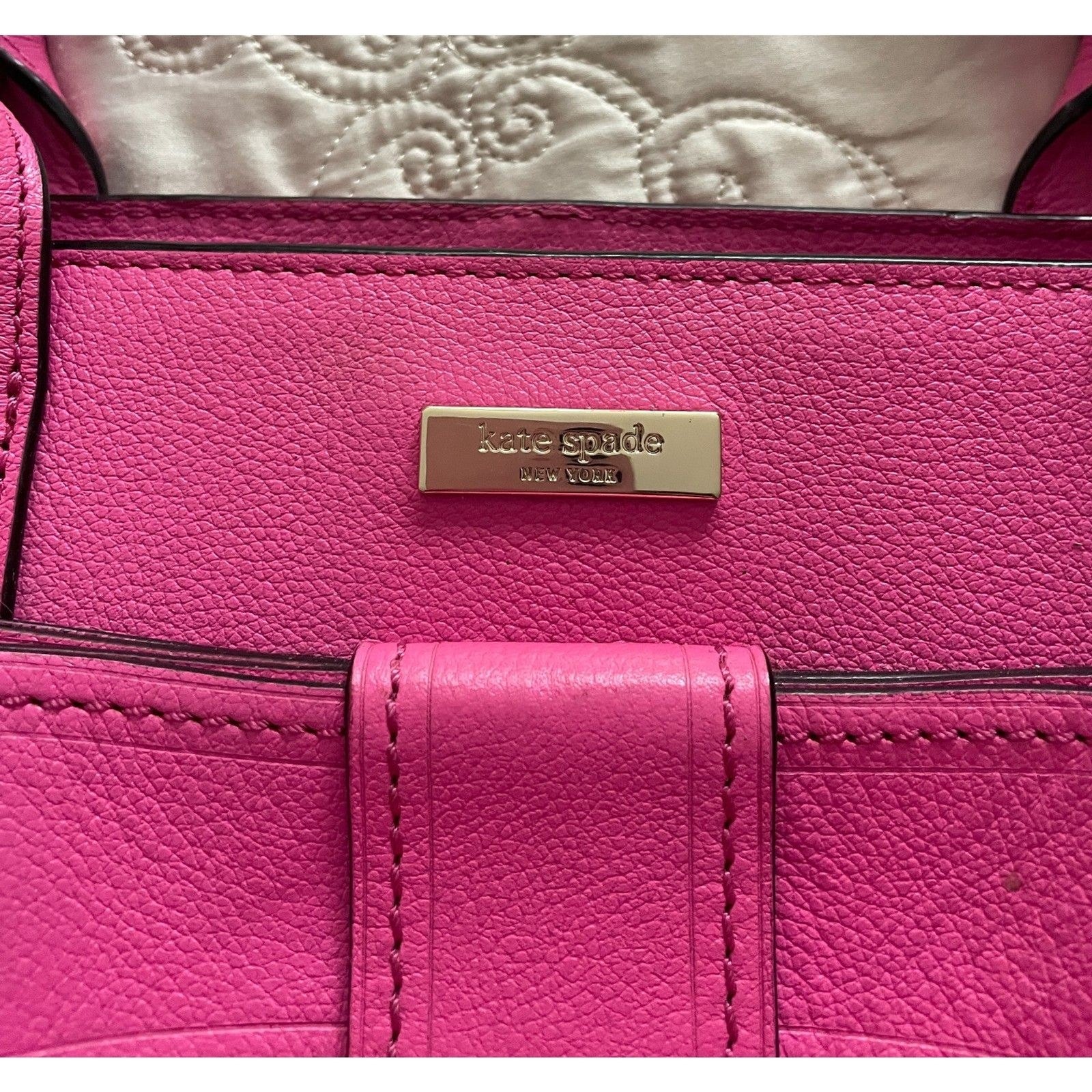 KATE SPADE New York Geniun Leather Pink Fuchsia Bow Satchel Handbag3