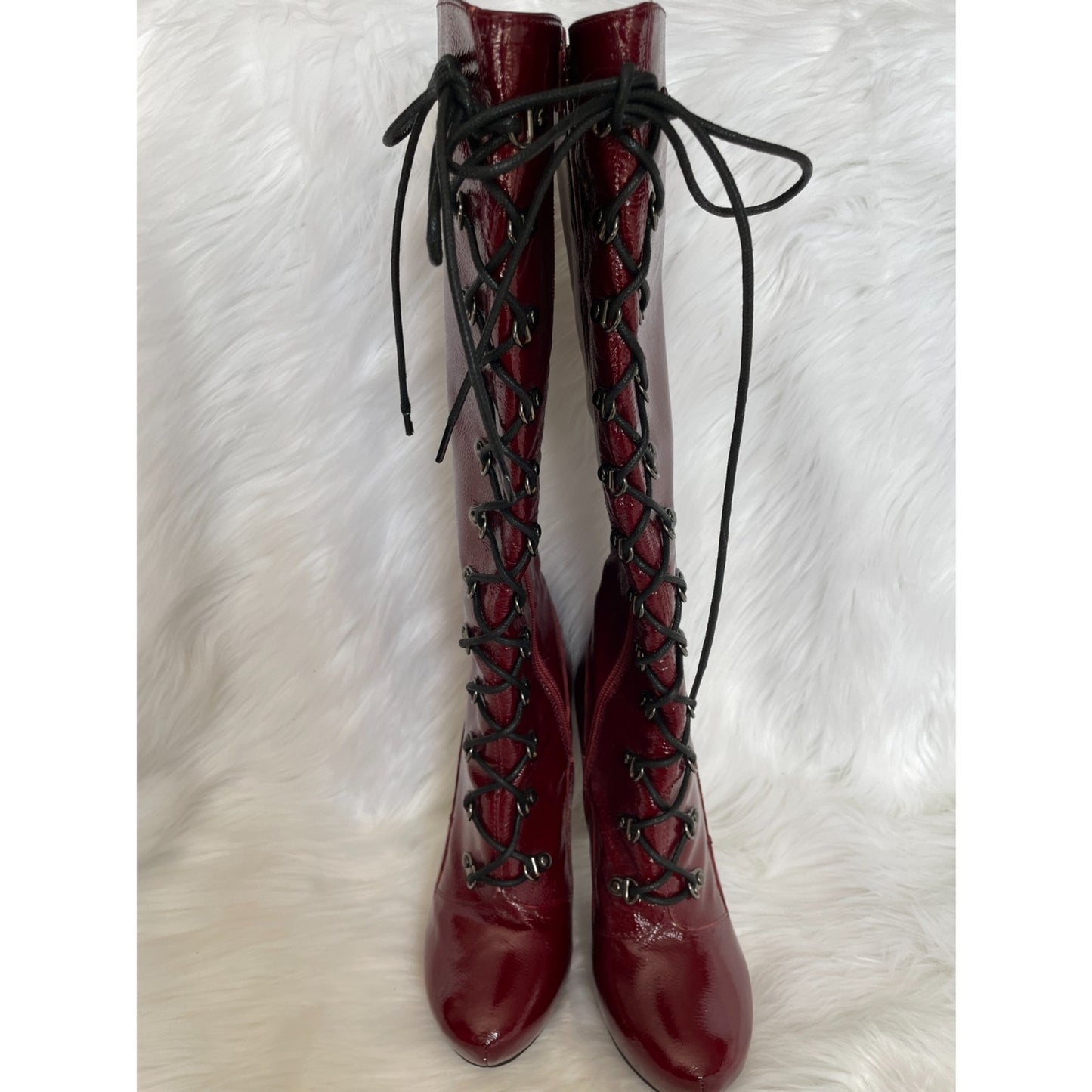 WILD PAIR Red Patent Leather Corset 4.5 inch Stiletto Boots, Size 65