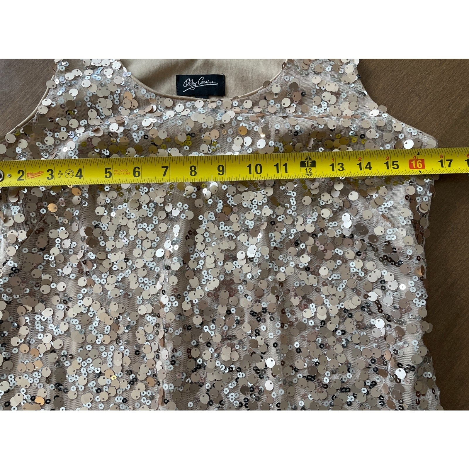 OLEG CASSINI Gold Sequin Tank Mini Dress, Size 69