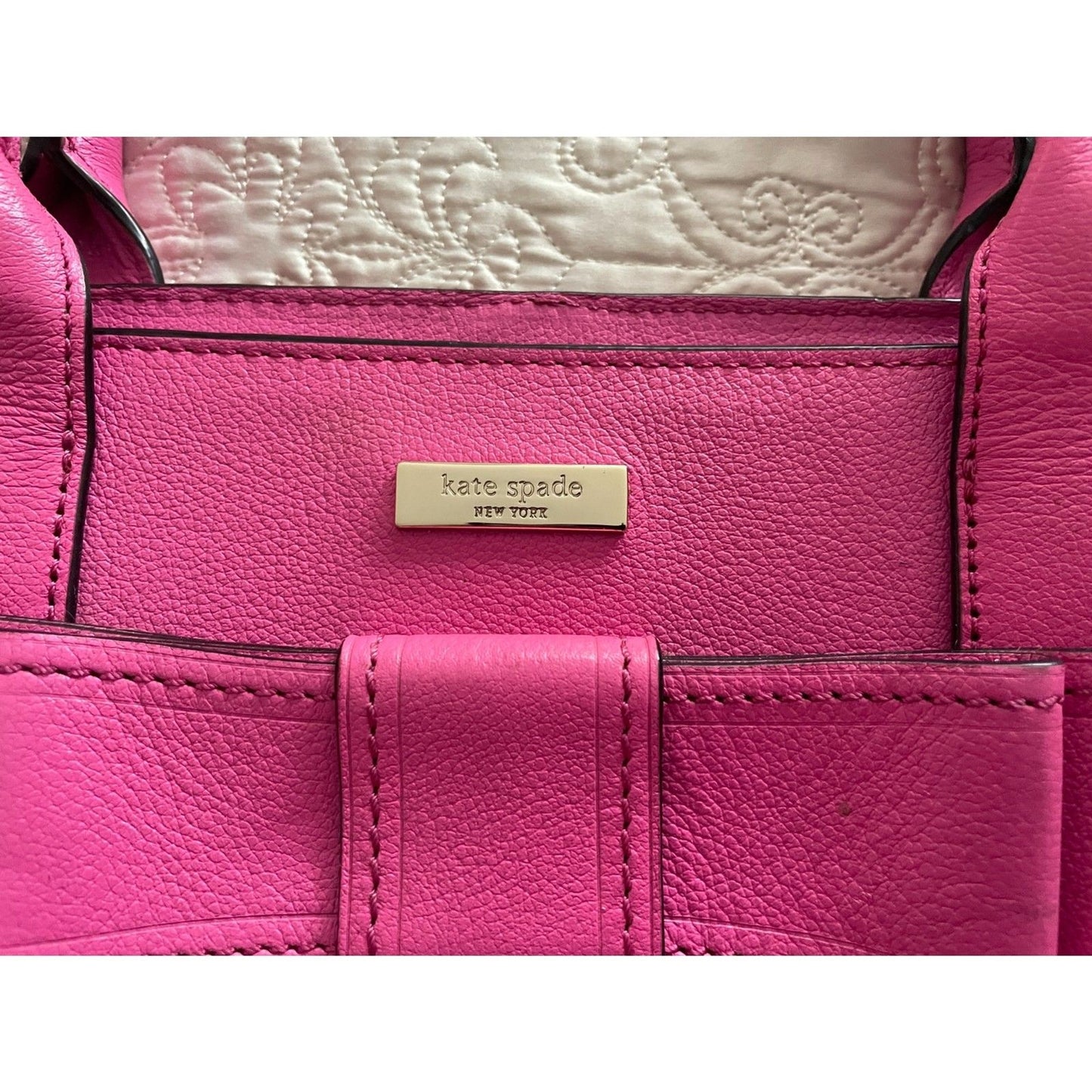 KATE SPADE New York Geniun Leather Pink Fuchsia Bow Satchel Handbag4