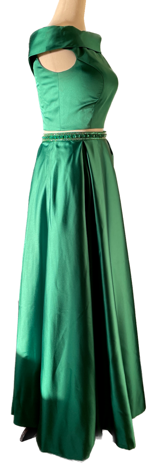 SHERRI HILL Emerald Green Long 2 Piece Prom Dress with Beaded Waist1