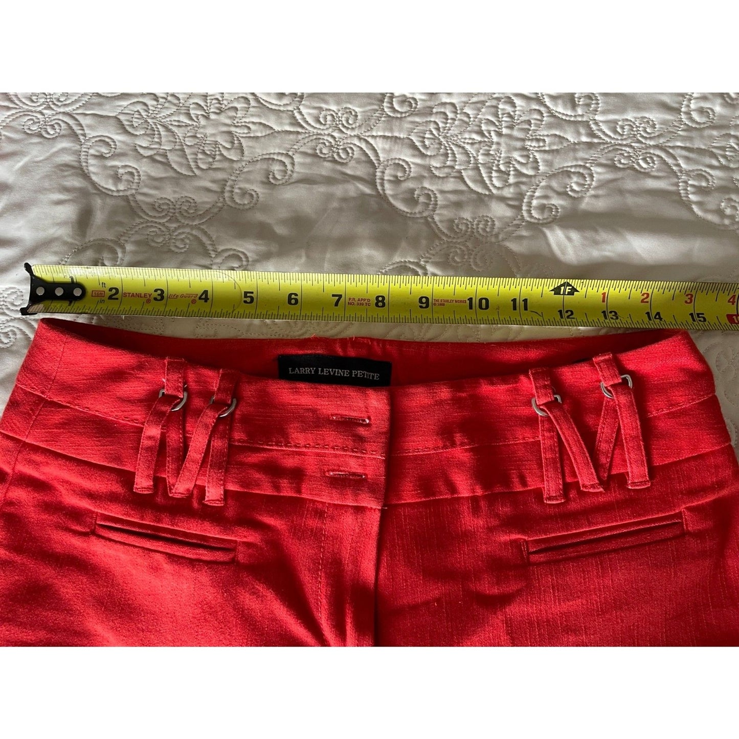 LARRY LEVINE Red Cropped Capri Chino Cotton Pants, Size 4 Petite12
