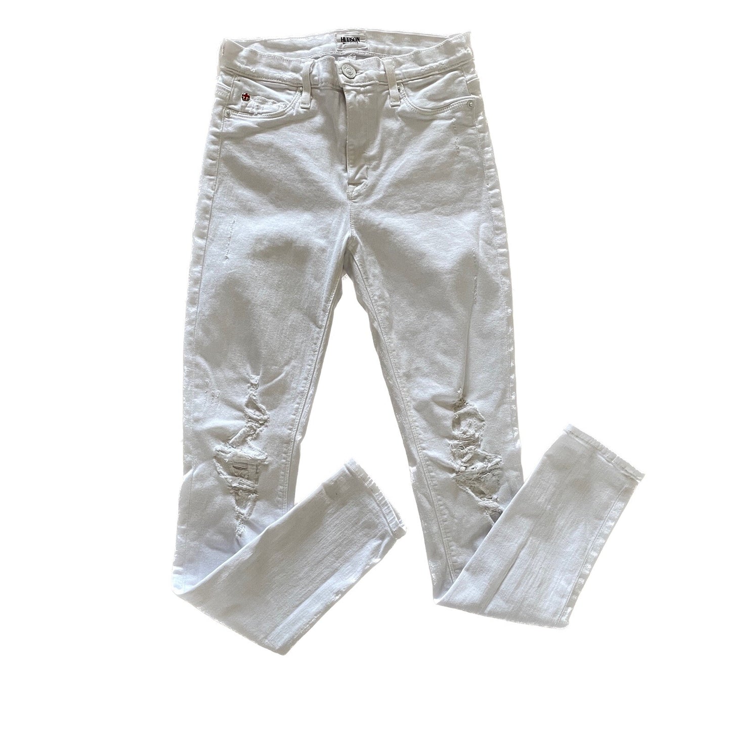 HUDSON Women's Barbara High Waist White Super Skinny Jeans, Size 2612