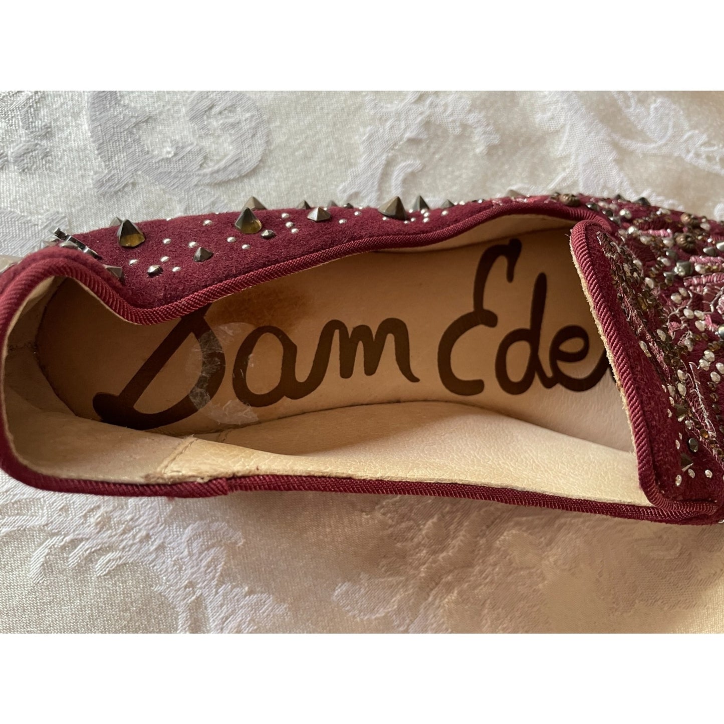 SAM EDELMAN New Burgundy Wine Suede Sequin Flats, Size 66