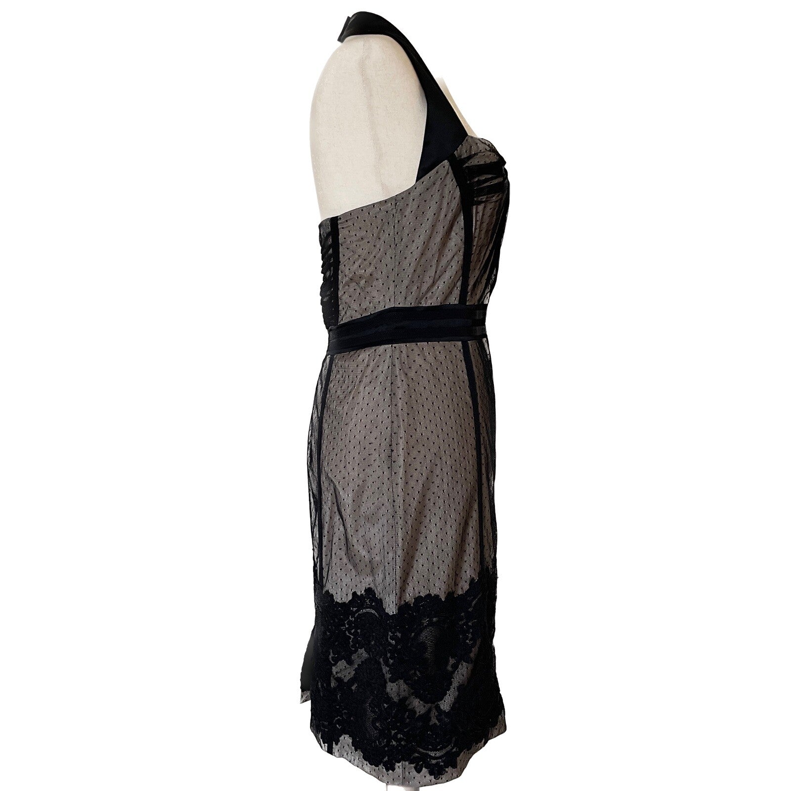 KAREN MILLEN New Black Lace Corset Halter Dress, Size 81