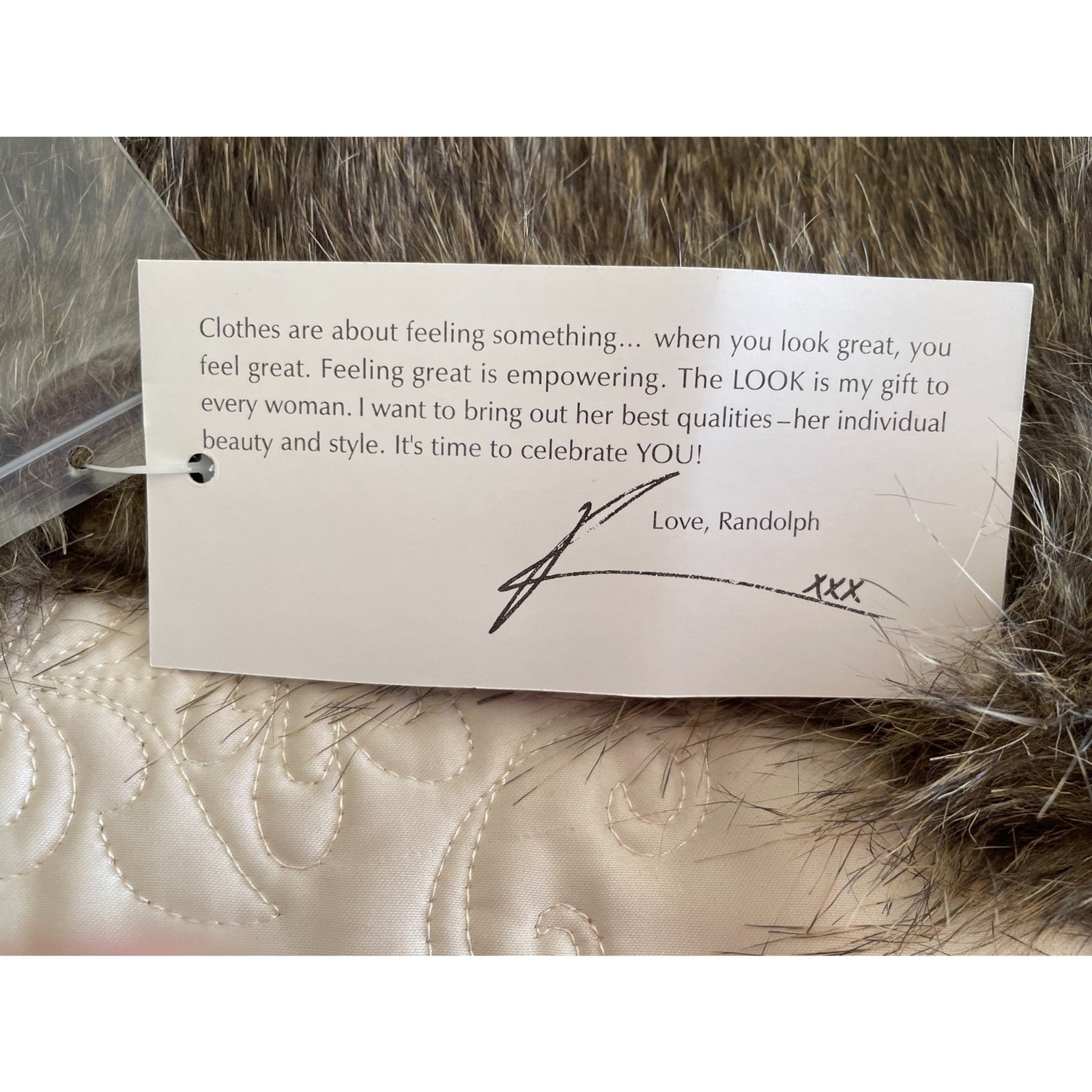 RANDOLPH DUKE Faux Fur Removable Stole Collar, Brown & Cream6