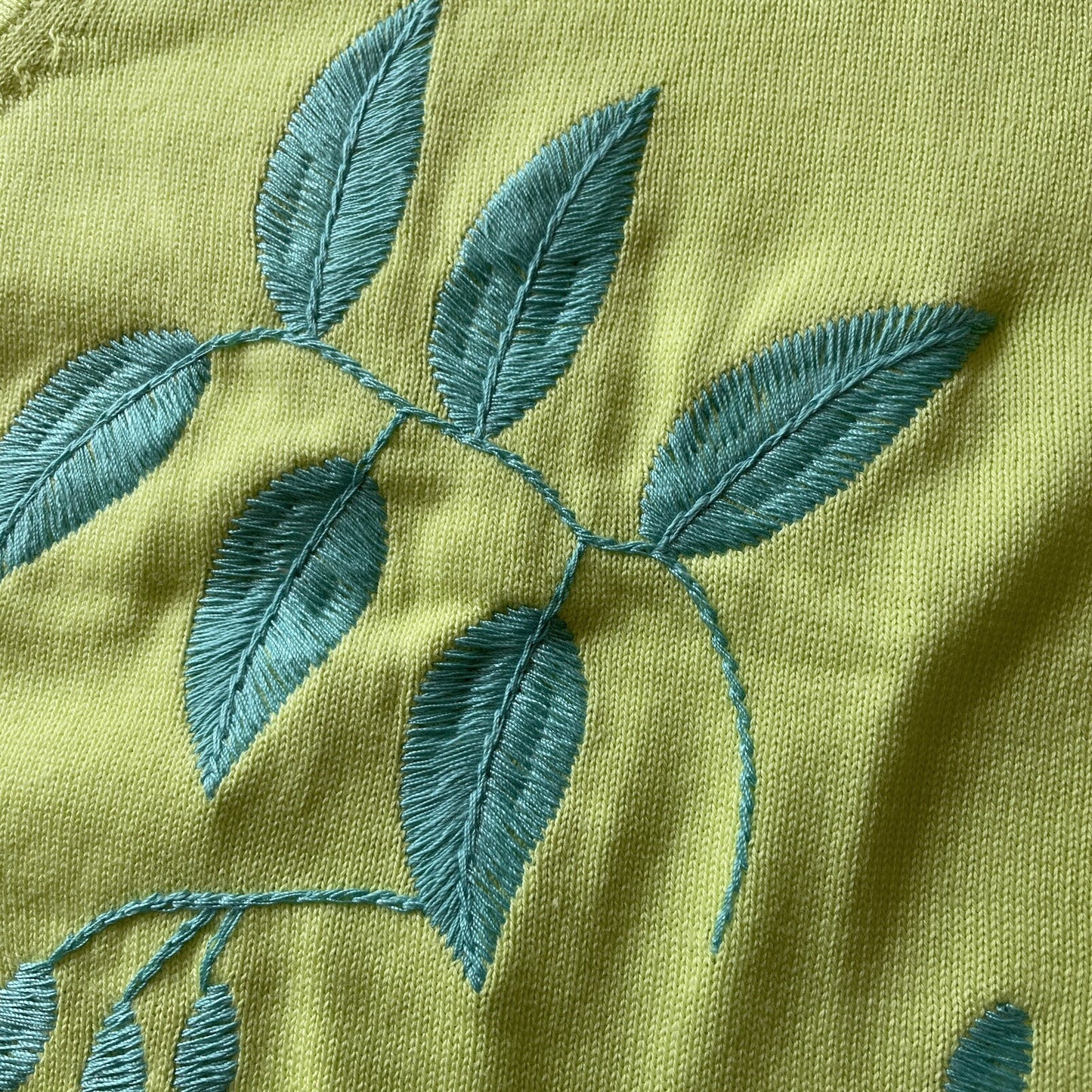 MAGGIE SWEET 100% Cotton Embroidered Lime Green Palm Trees Knit Tank, Size 4X5