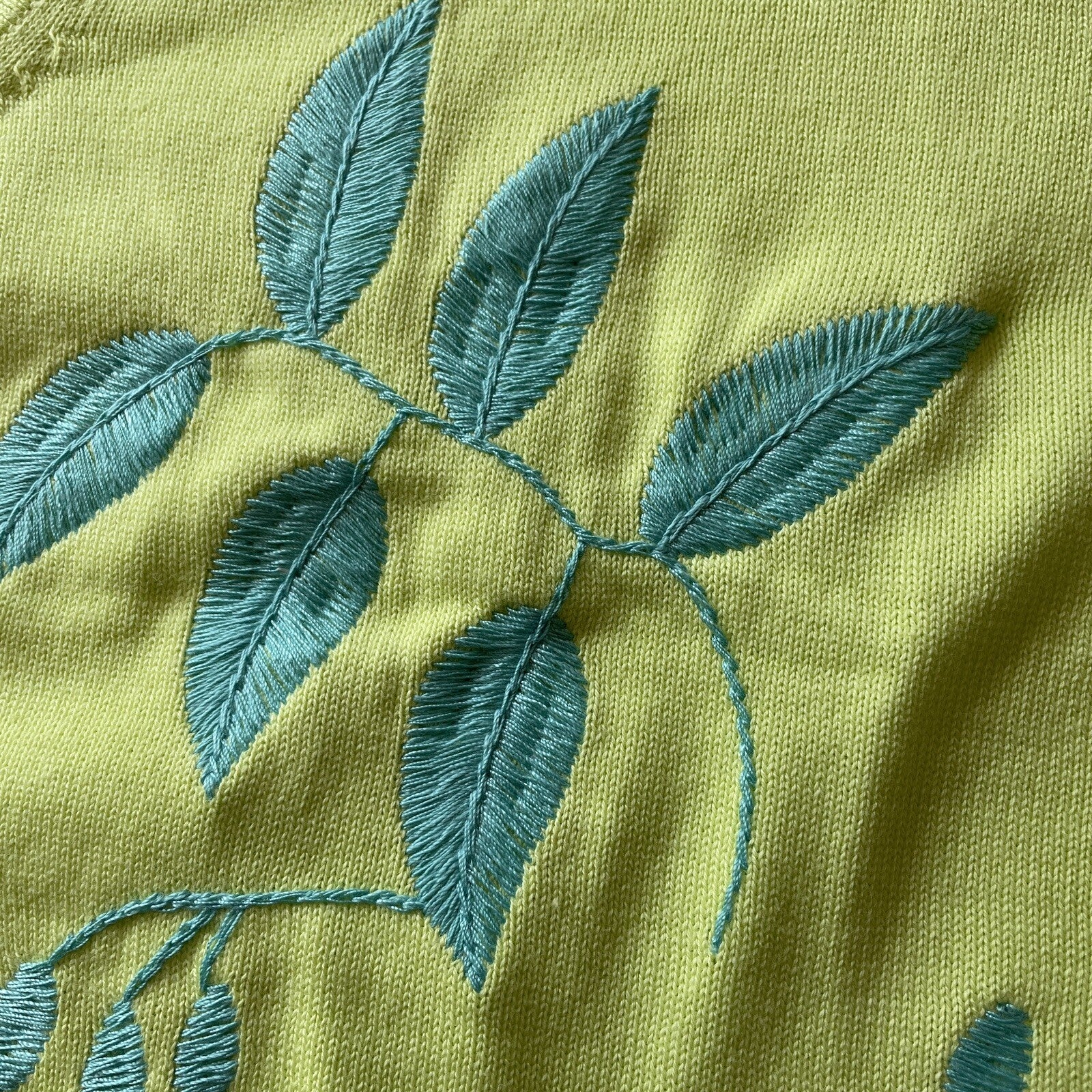 MAGGIE SWEET 100% Cotton Embroidered Lime Green Palm Trees Knit Tank, Size 4X5