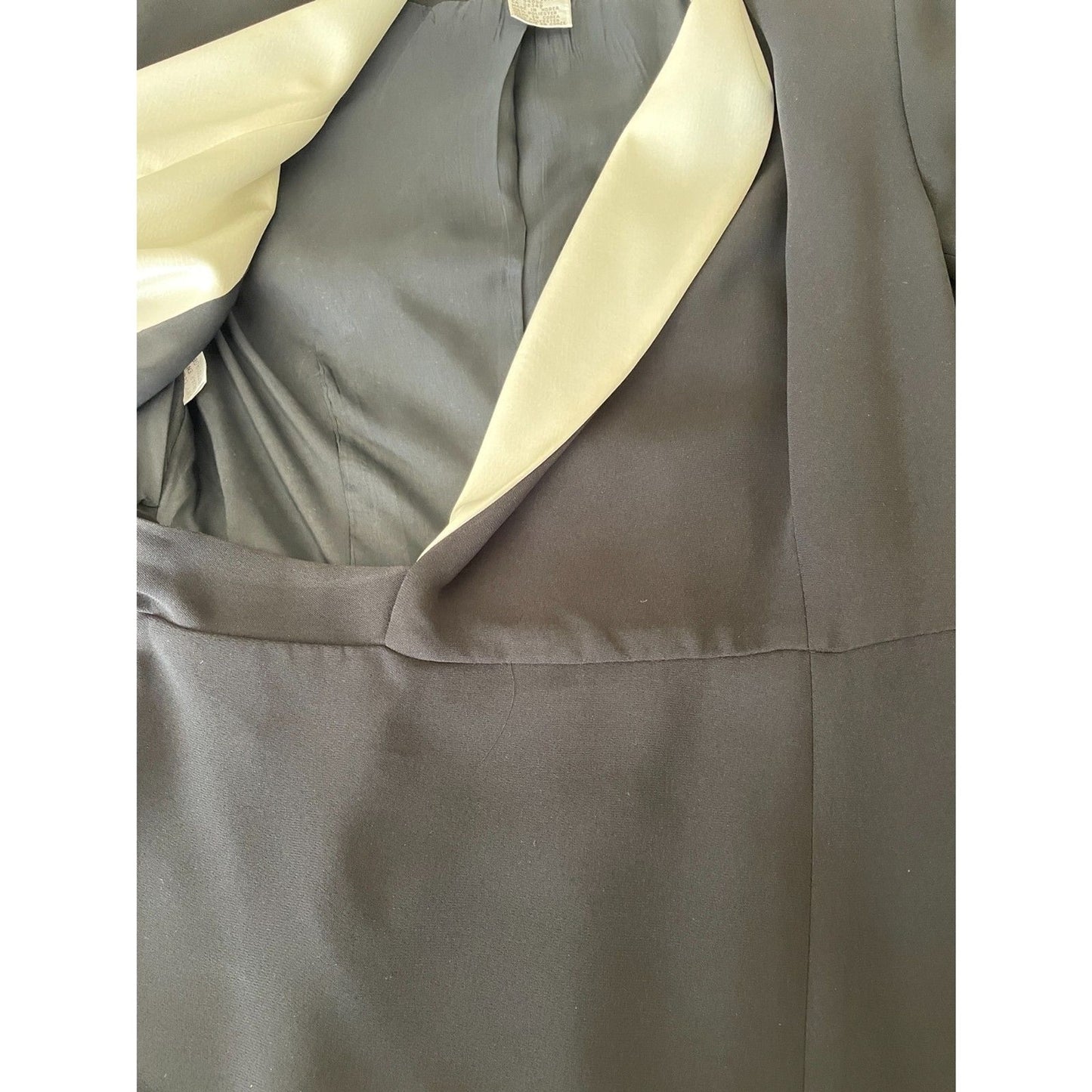 JONES NEW YORK Black Tuxedo Wrap-Around Long Sleeve Dress w/Ivory Lapel, Sz 4P3