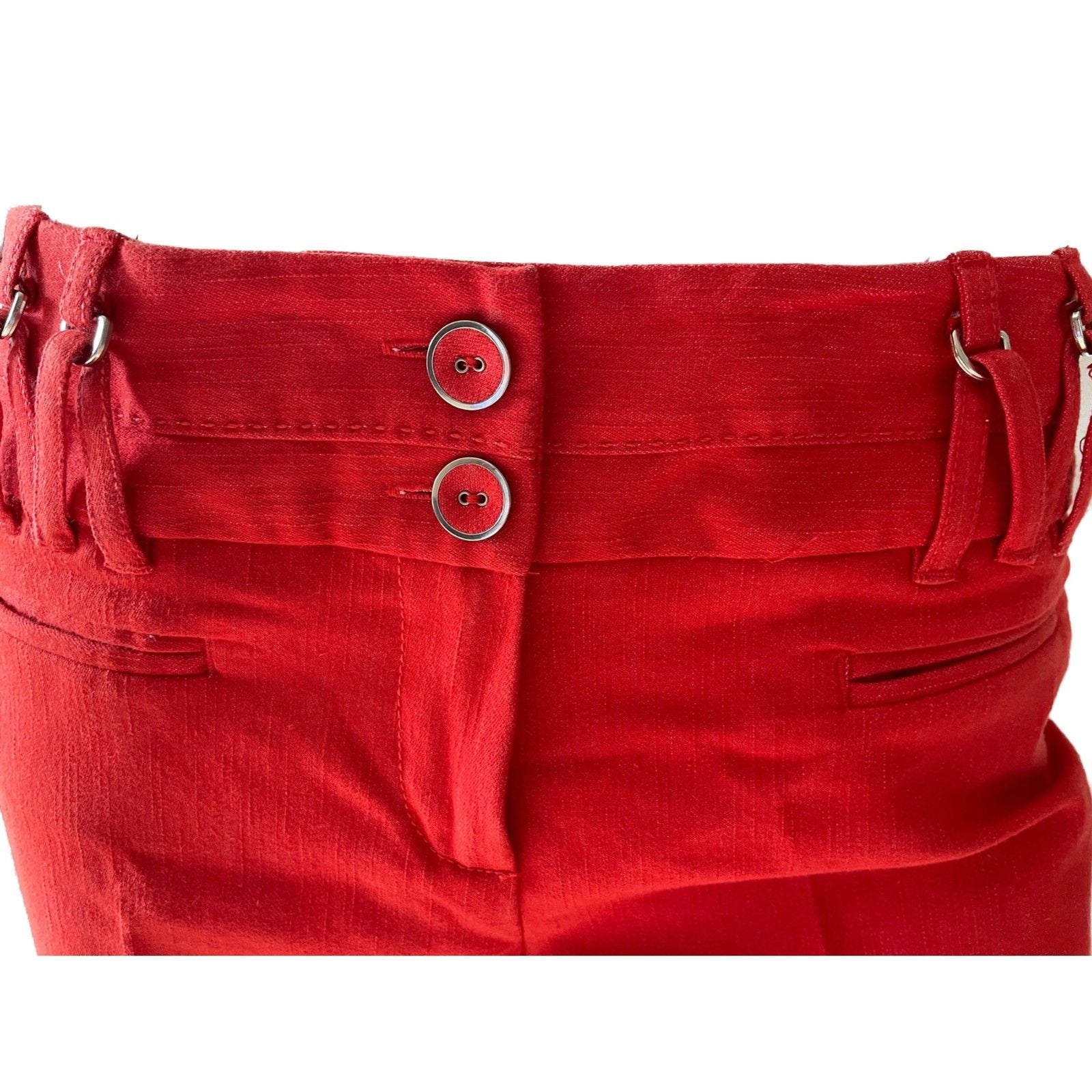 LARRY LEVINE Red Cropped Capri Chino Cotton Pants, Size 4 Petite8