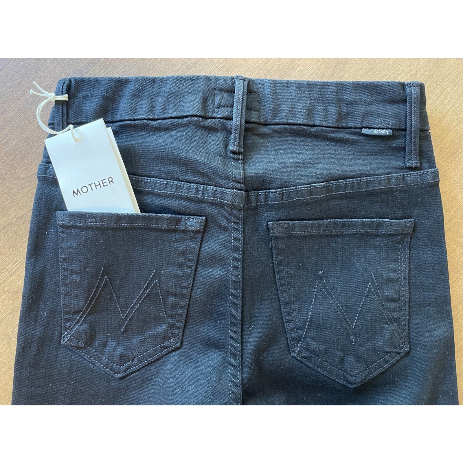 MOTHER New Black Guilty Flash Jeans with Tuxedo Sequin Beaded Stripe, Size 244