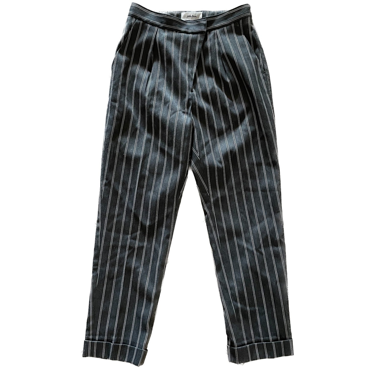 MILA OWEN New Women's Gray High Line Fabric Pinstripe Pleated Pants, Size 01
