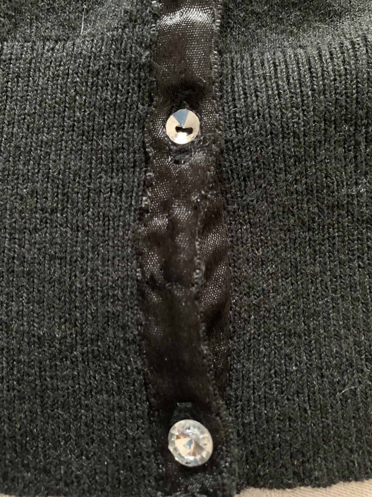 Black Lace Cotton Blend Sweater sequence flowers, Size M/L7