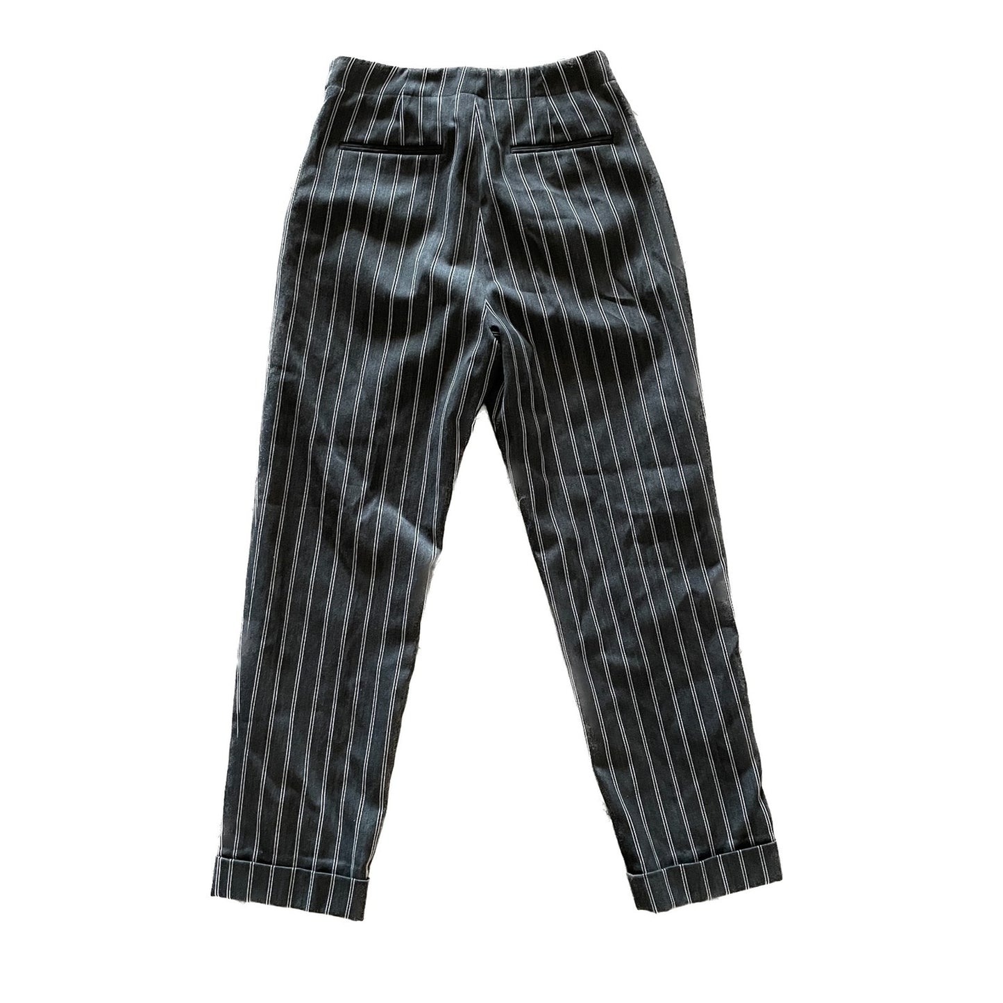 MILA OWEN New Women's Gray High Line Fabric Pinstripe Pleated Pants, Size 02