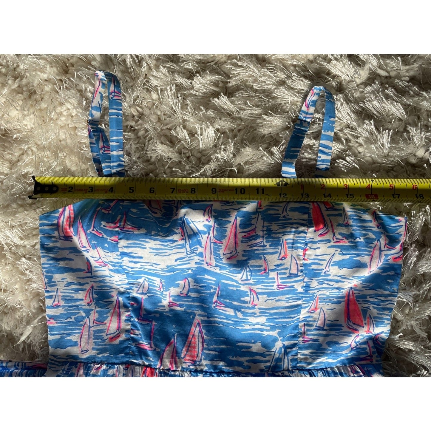 LILLY PULITZER ANALEESE Cotton Midi Dress, Zanzibar Blue Boatylicious, Size 107