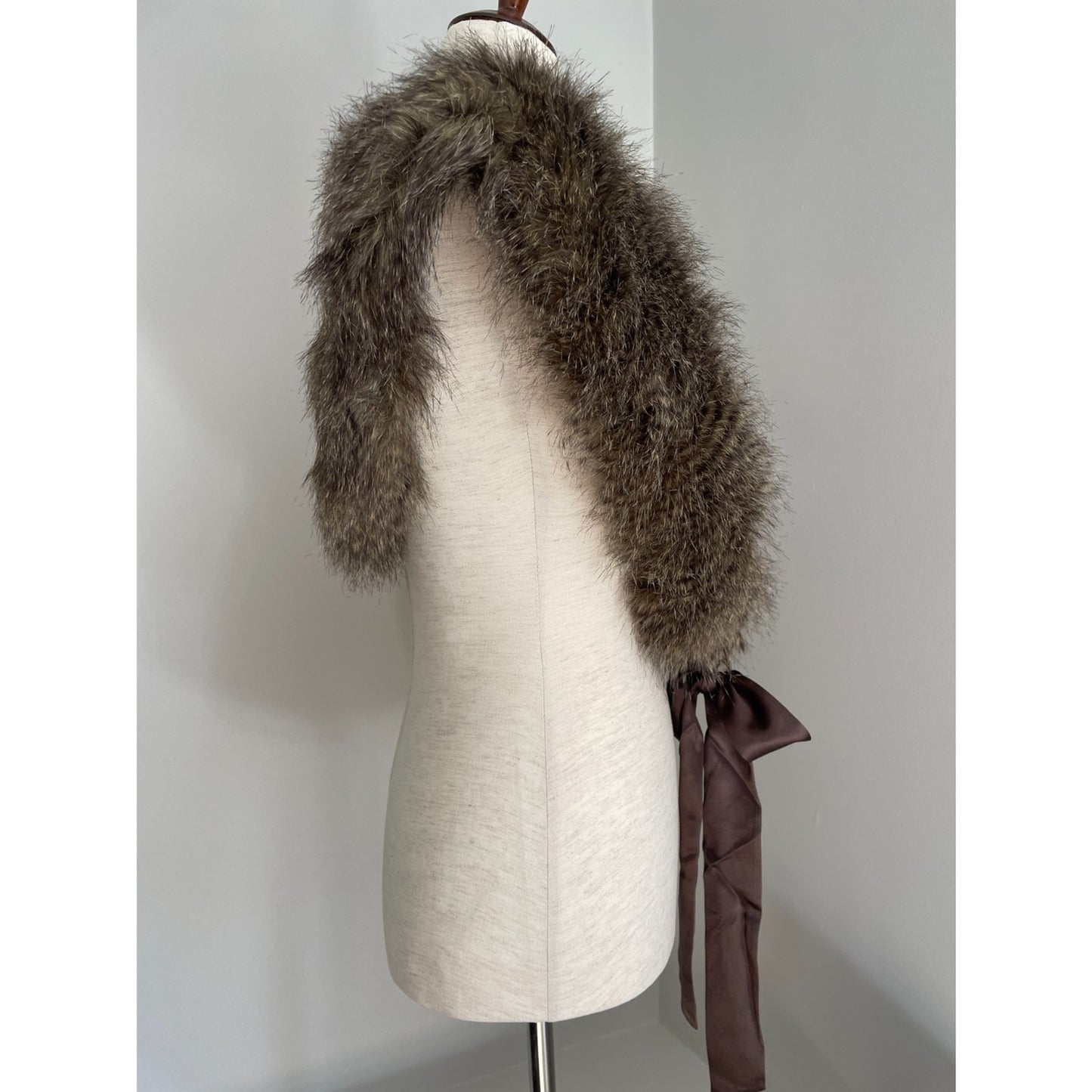RANDOLPH DUKE Faux Fur Removable Stole Collar, Brown & Cream2