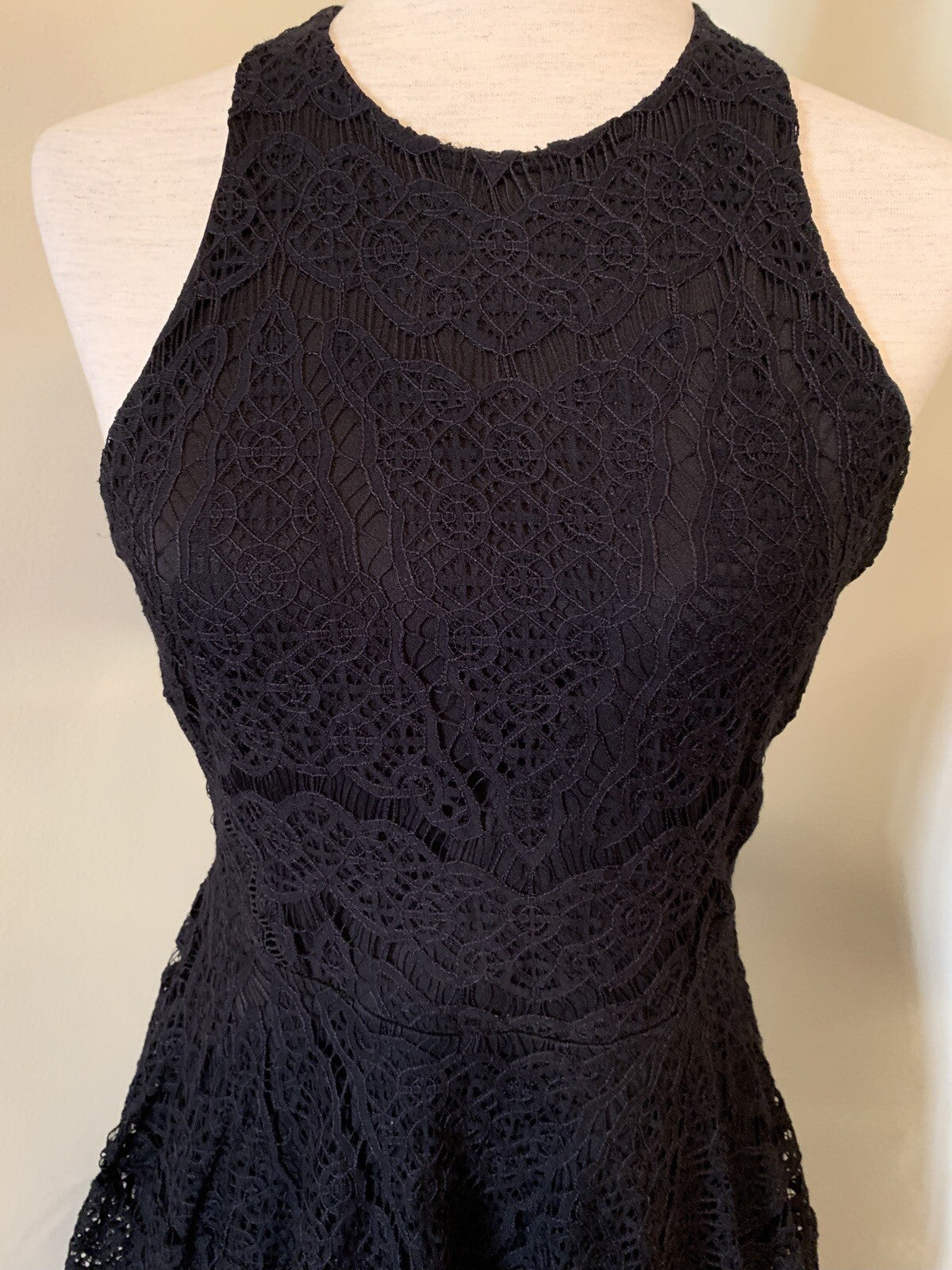  MASSIMO'S Little Black Lace Halter Dress, Size S2