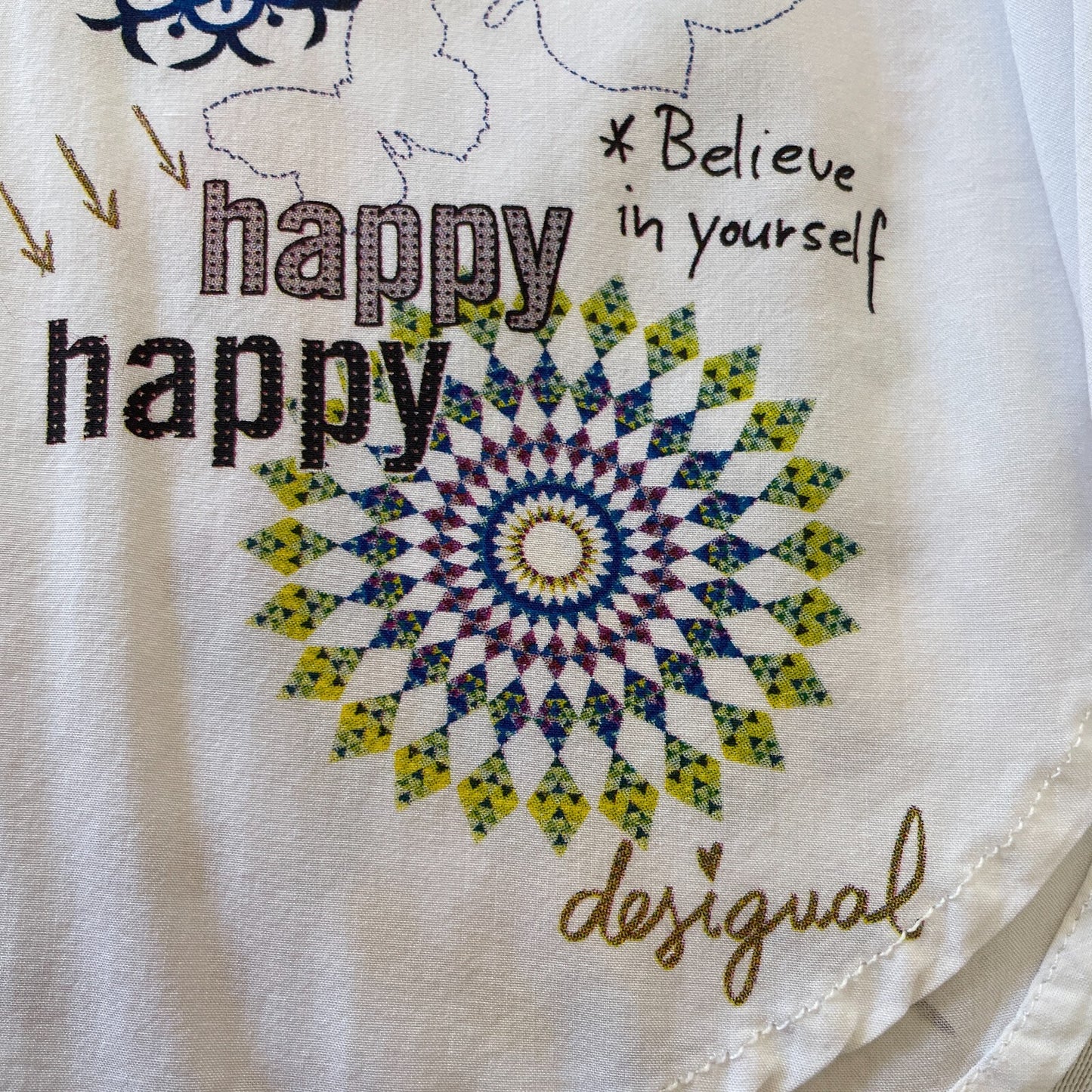DESIGUAL New White Colorful Floral Top, Size Small6