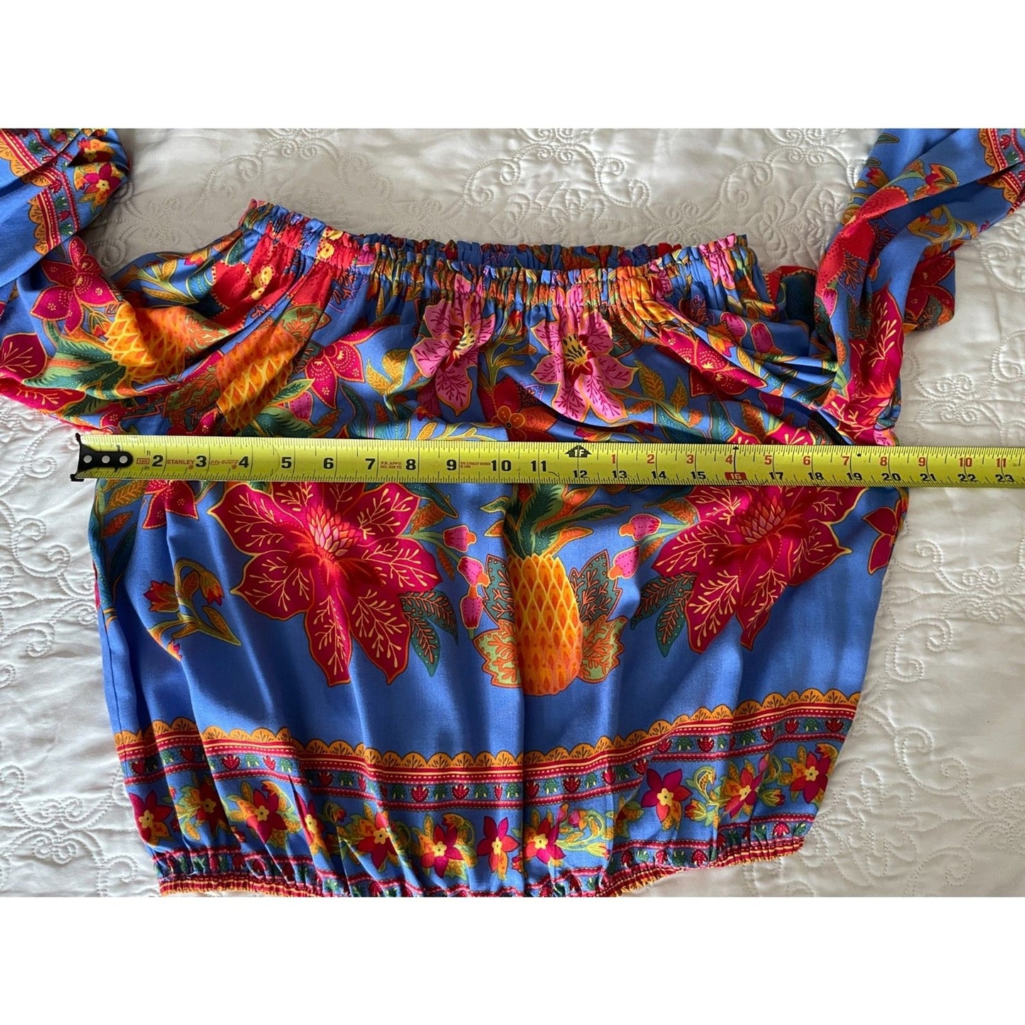 CYNTHIA ROWLEY Multi-Color Floral Off-Shoulder Long Balloon Sleeve Top, Size S 13