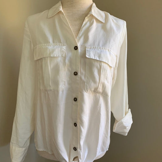 ONLY Cloud Dancer Cream Long Sleeve Top, Sz 36 Medium0
