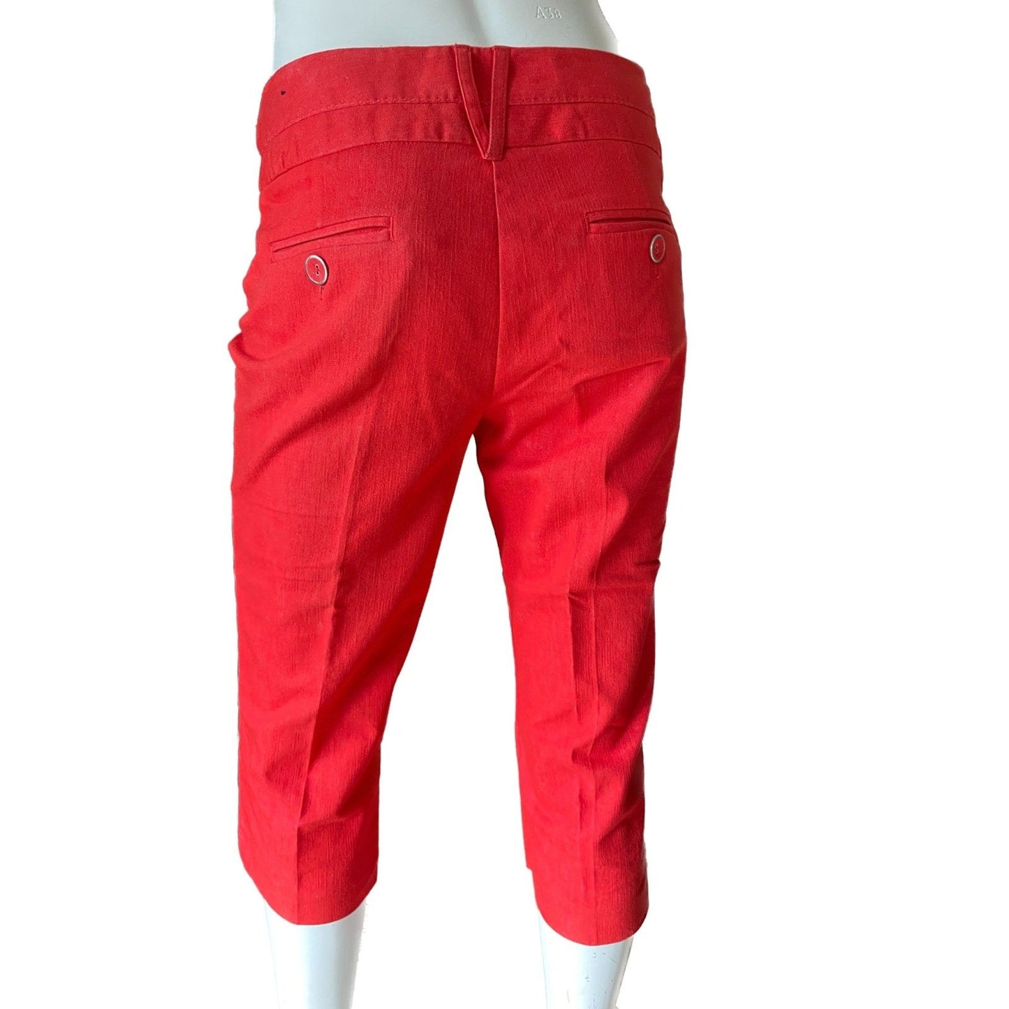 LARRY LEVINE Red Cropped Capri Chino Cotton Pants, Size 4 Petite3