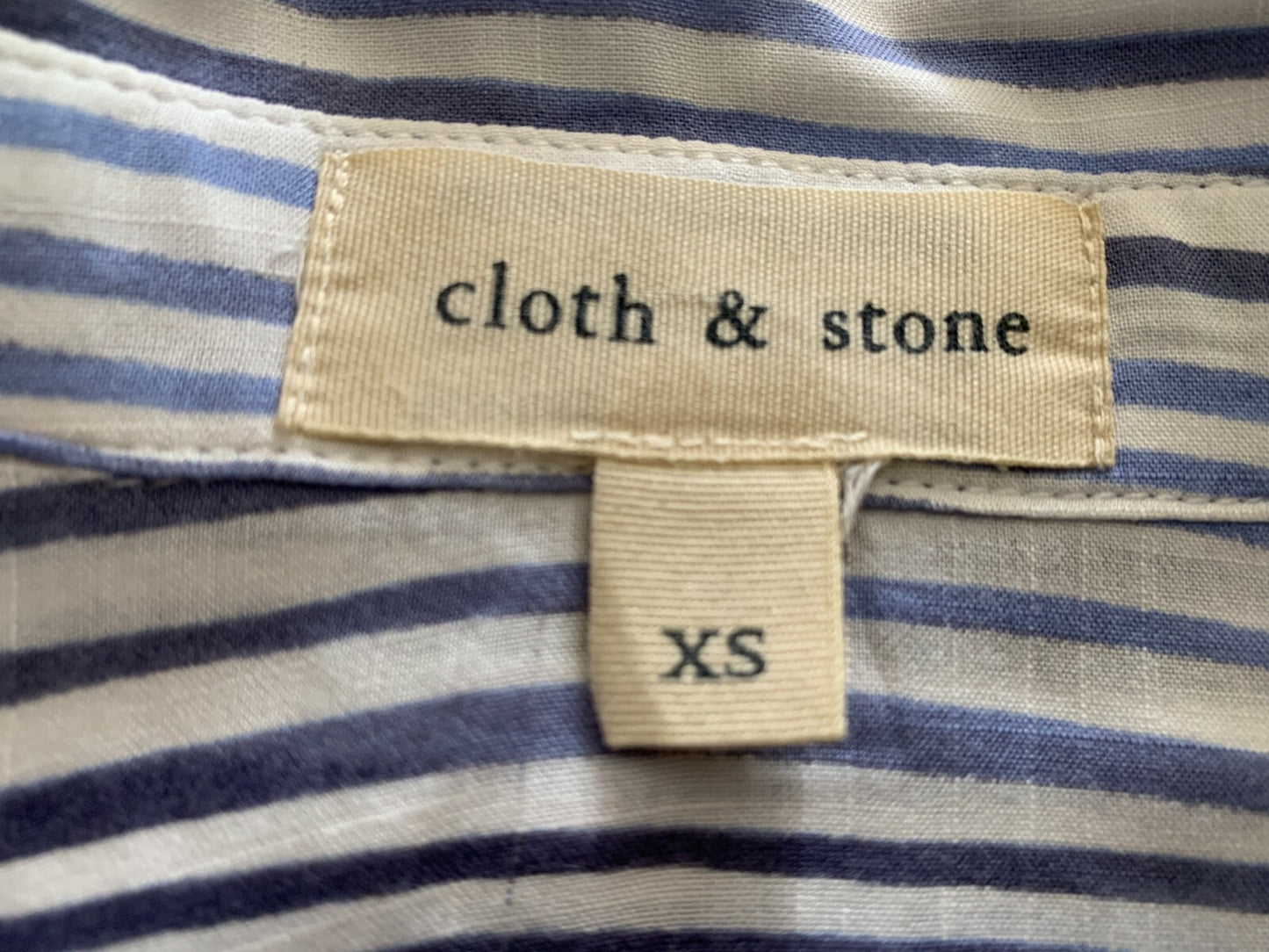 CLOTH & STONE White/Blue Striped Rayon Top, XS3