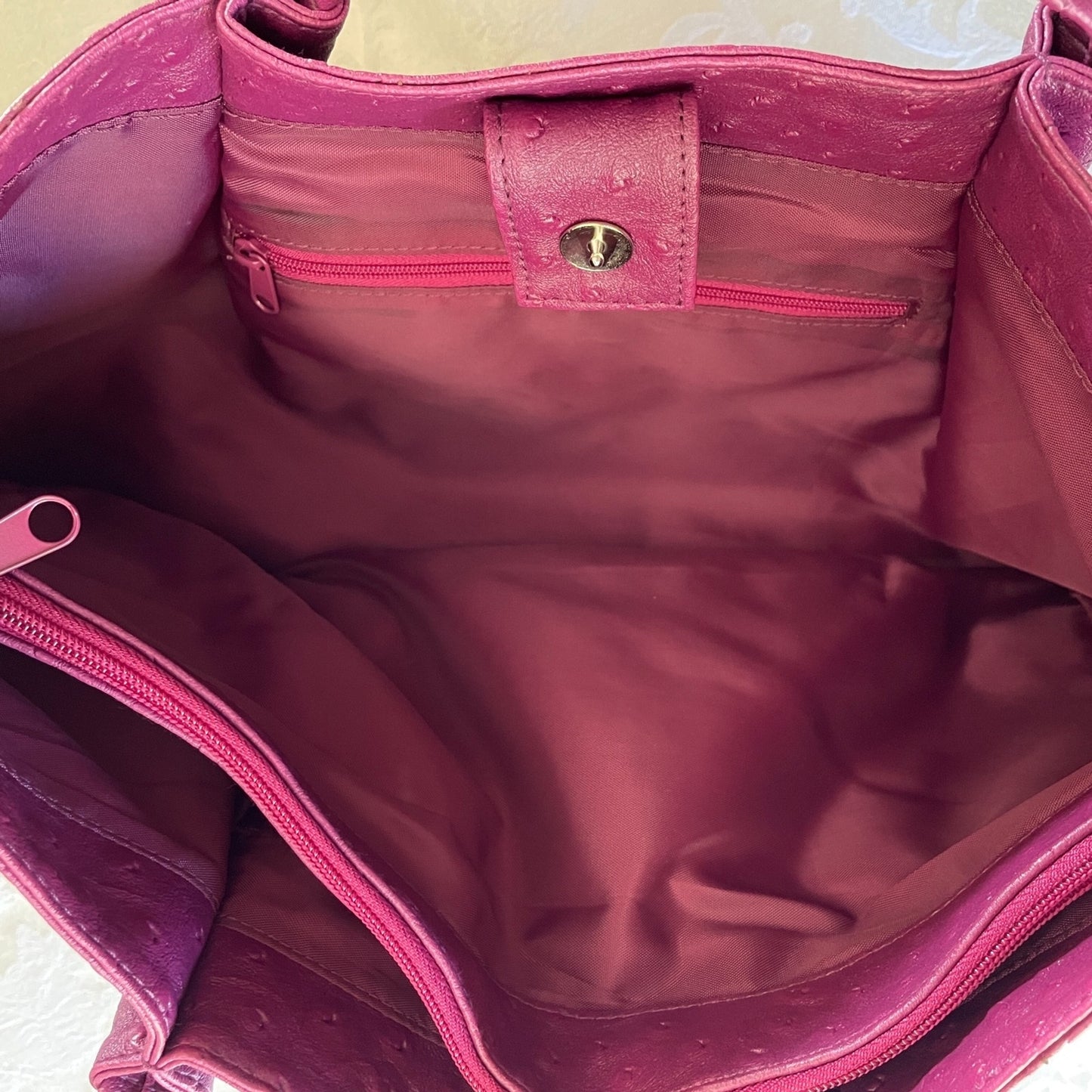 New Raspberry Vinyl Multi-functional Water-Proof Handbag with Accessories2