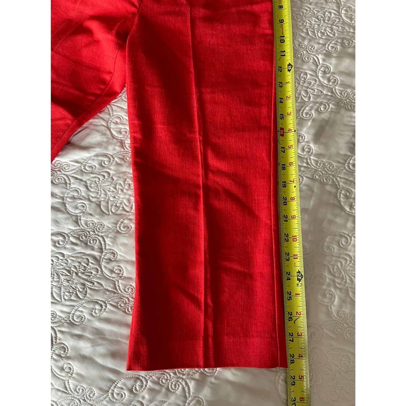 LARRY LEVINE Red Cropped Capri Chino Cotton Pants, Size 4 Petite10