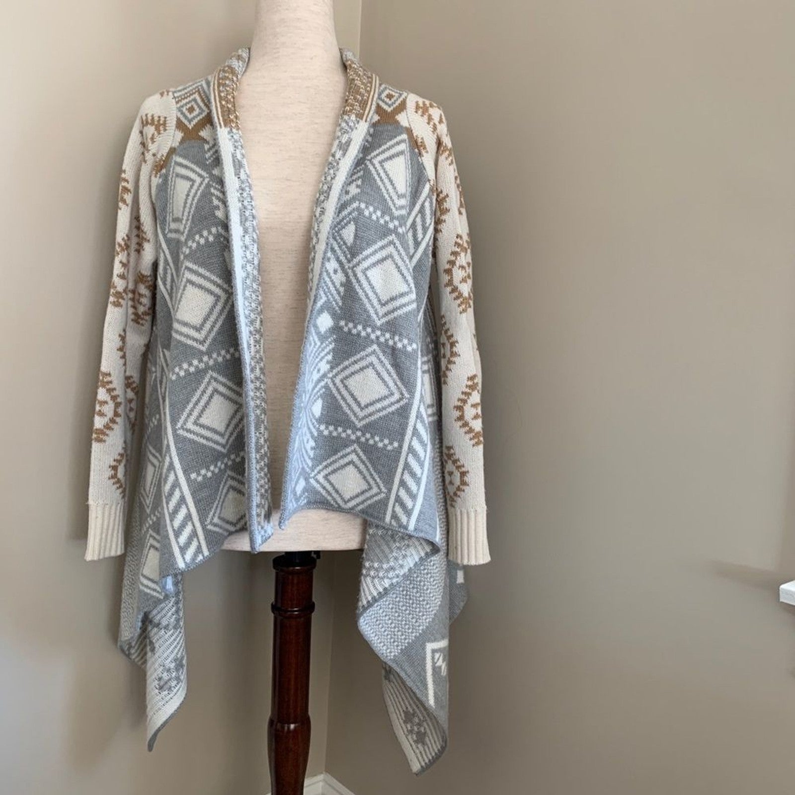 HIPPIE ROSE boho style asymmetric print sweater0