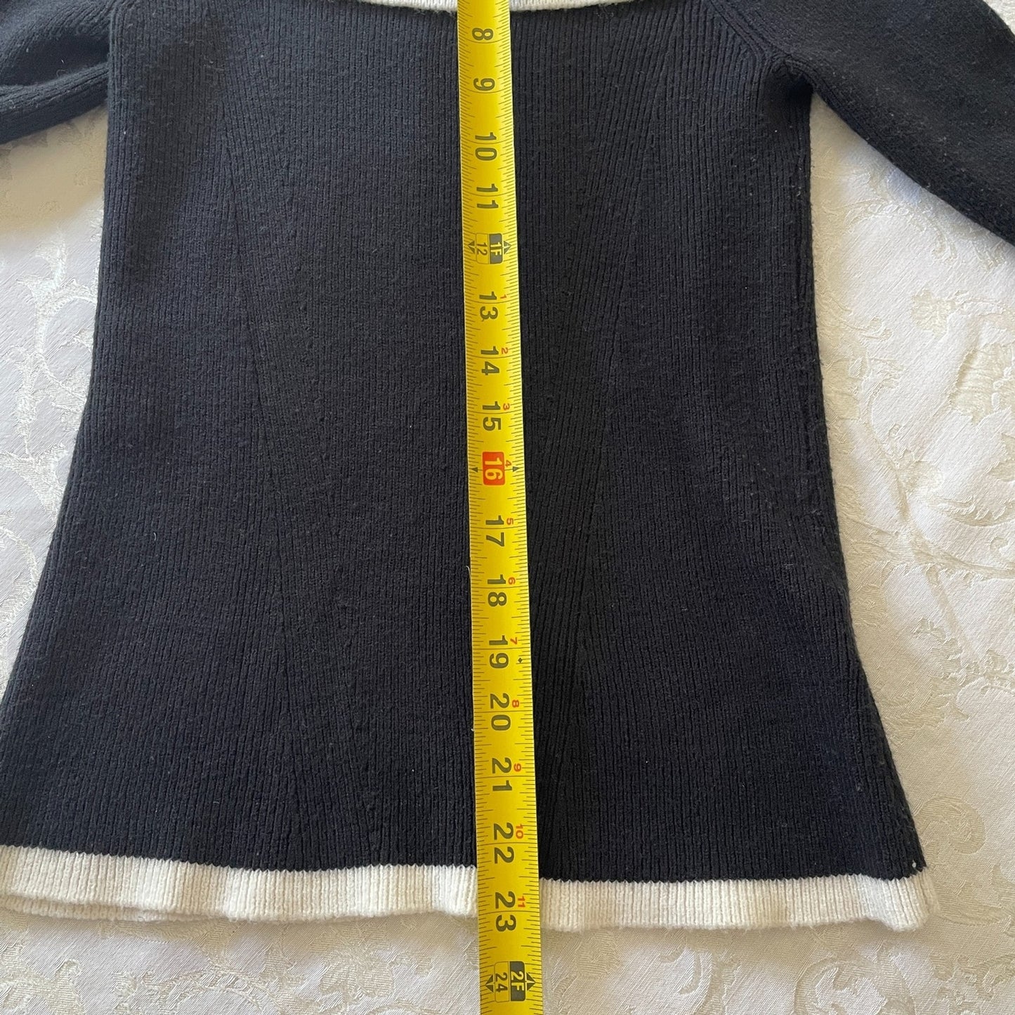 CYRUS New Off the Shoulder Black with White Trim Sweater, Size XS9