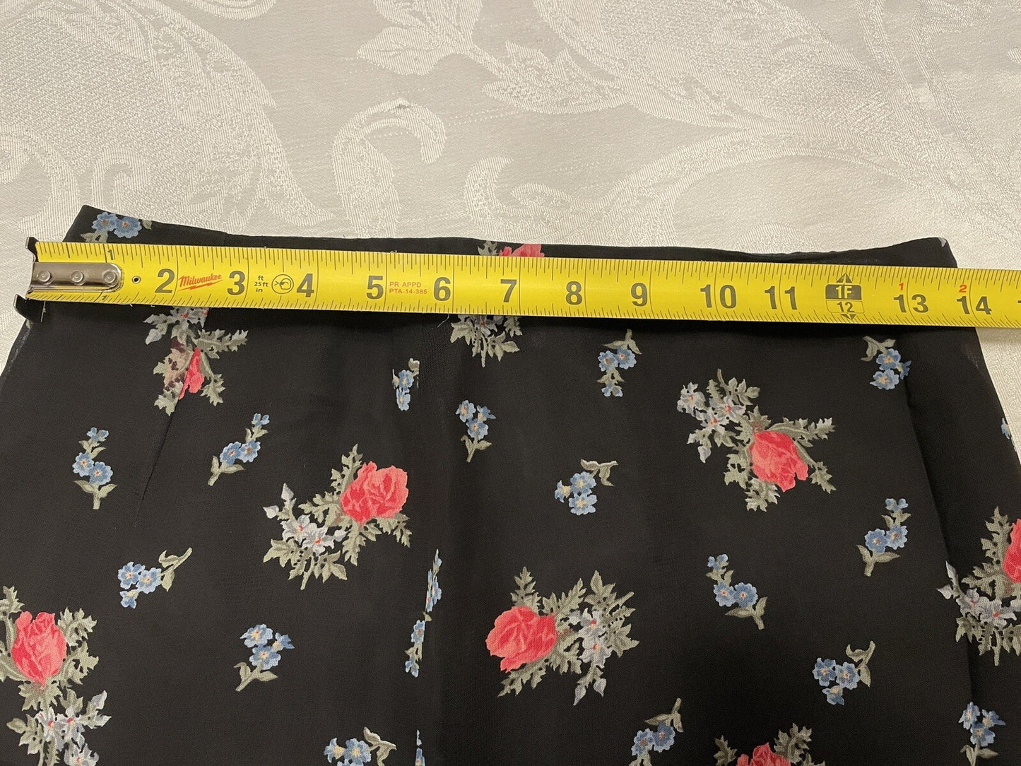 RALPH LAUREN Black & Floral Ruffle Skirt, Size 28