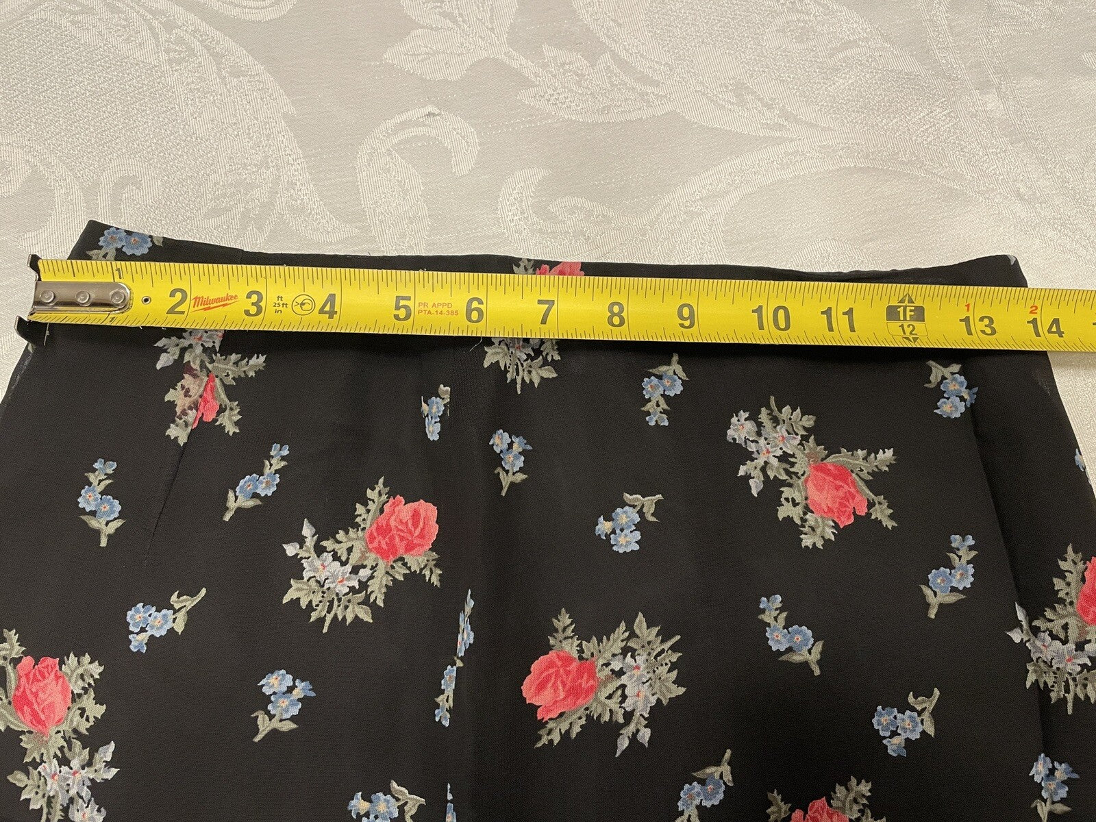 RALPH LAUREN Black & Floral Ruffle Skirt, Size 28
