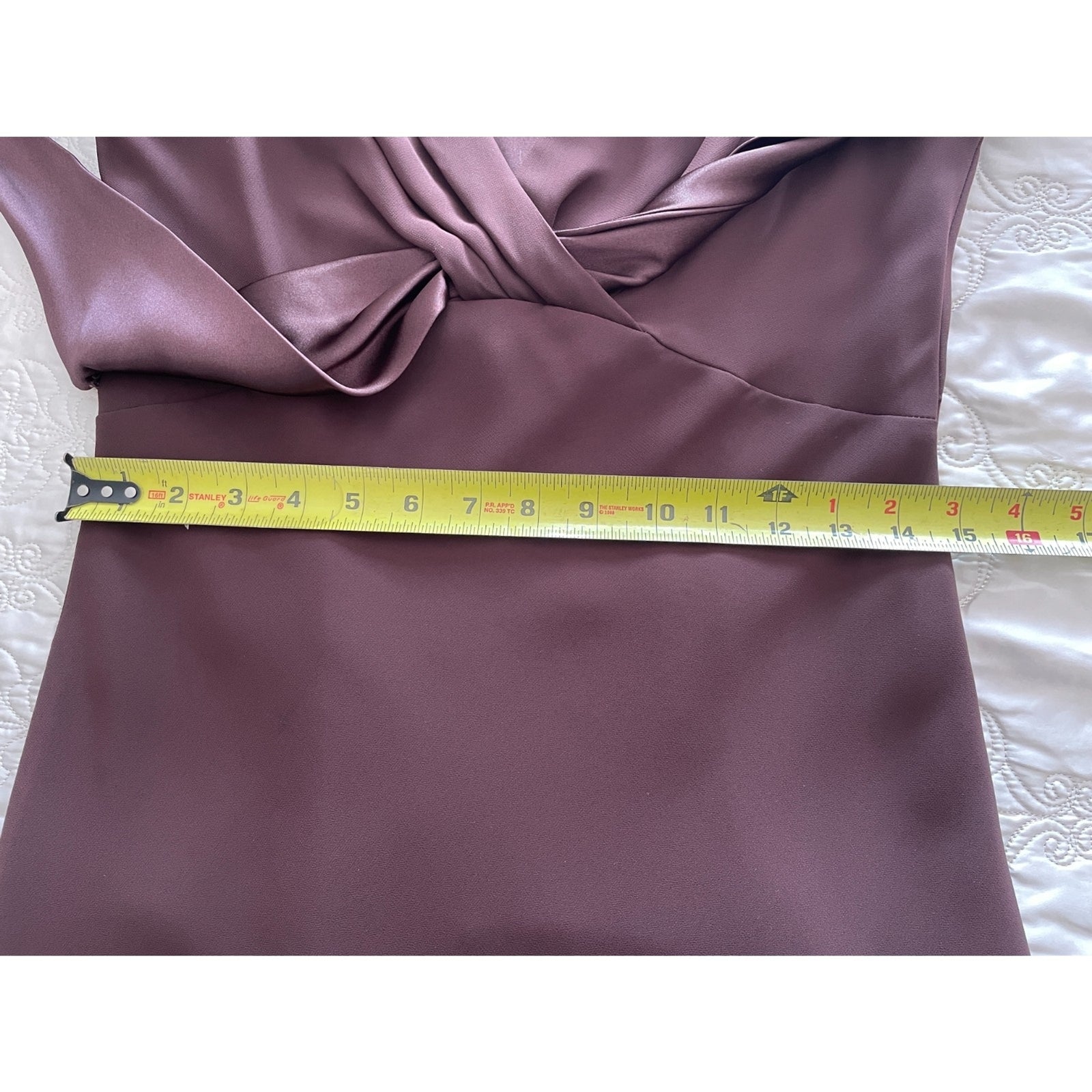 LIZ CLAIRBORNE Chocolate Brown Sheer Dress with Satin Sash Bow, Size 413