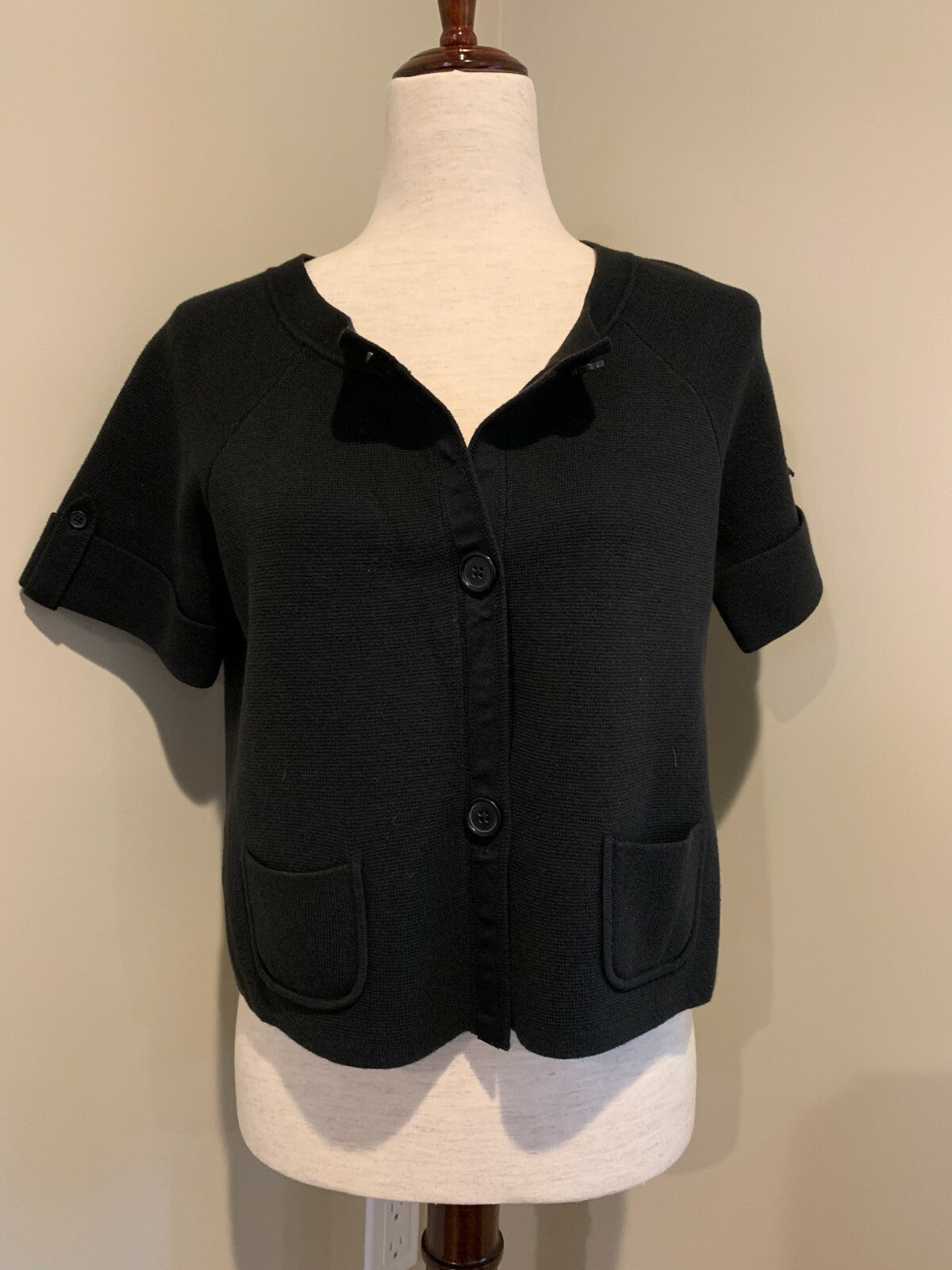 LOFT 100% Cotton Black Sweater, Size M0