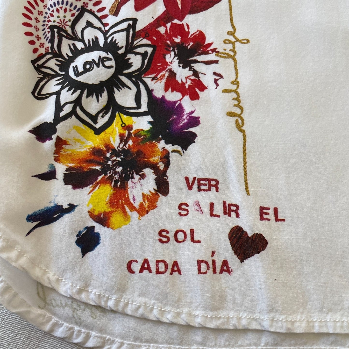 DESIGUAL New White Colorful Floral Top, Size Small13