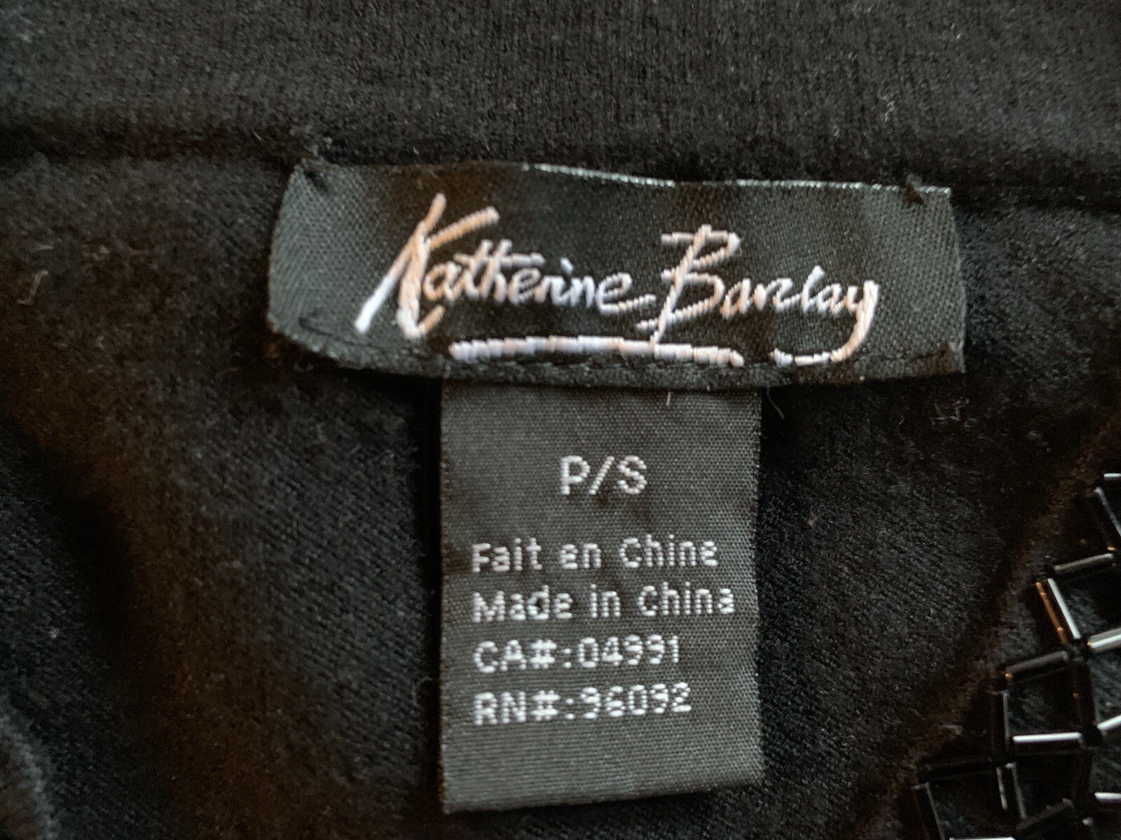 KATHERINE BARCLAY Black Sweater w/Beaded V-Neck6
