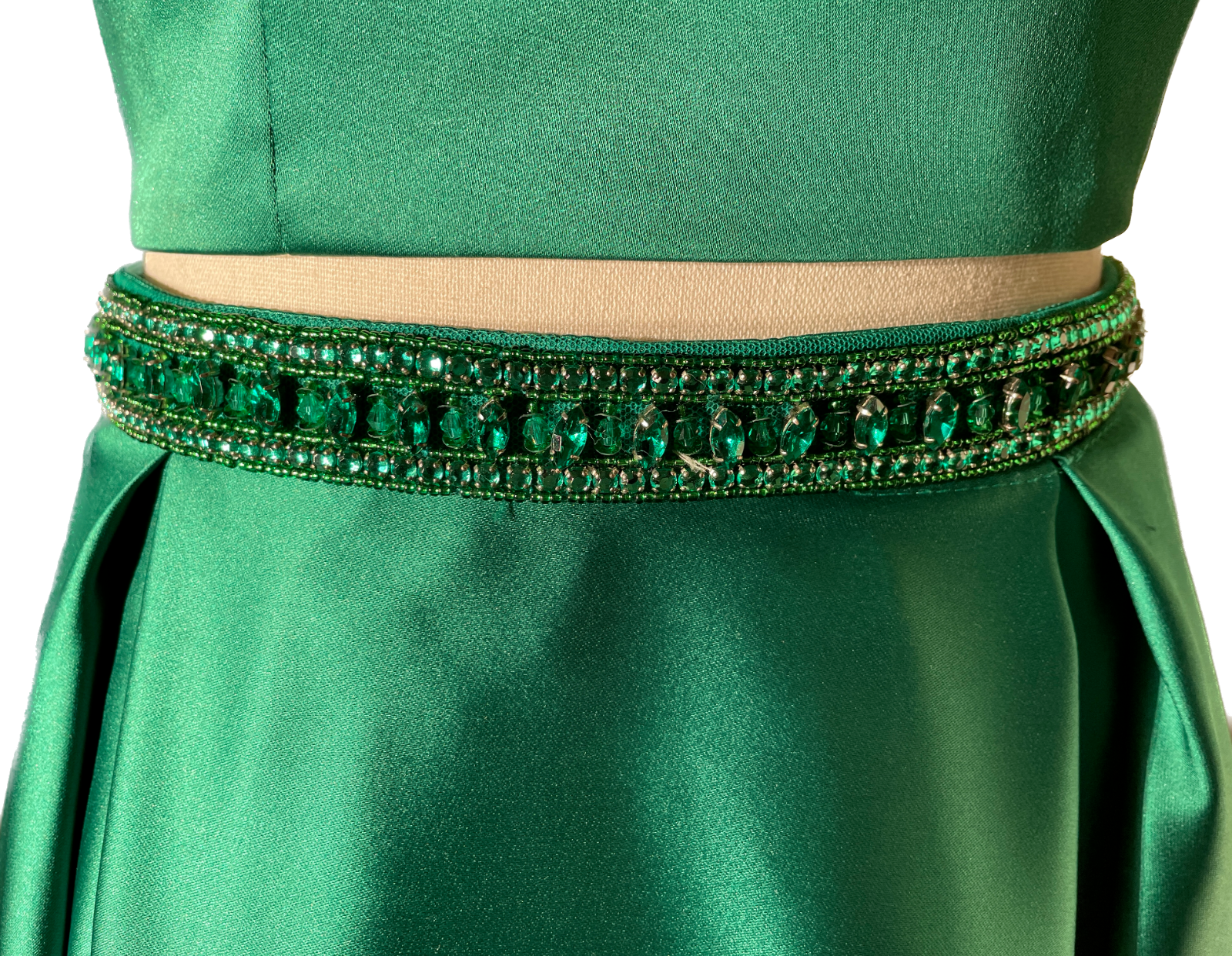 SHERRI HILL Emerald Green Long 2 Piece Prom Dress with Beaded Waist4